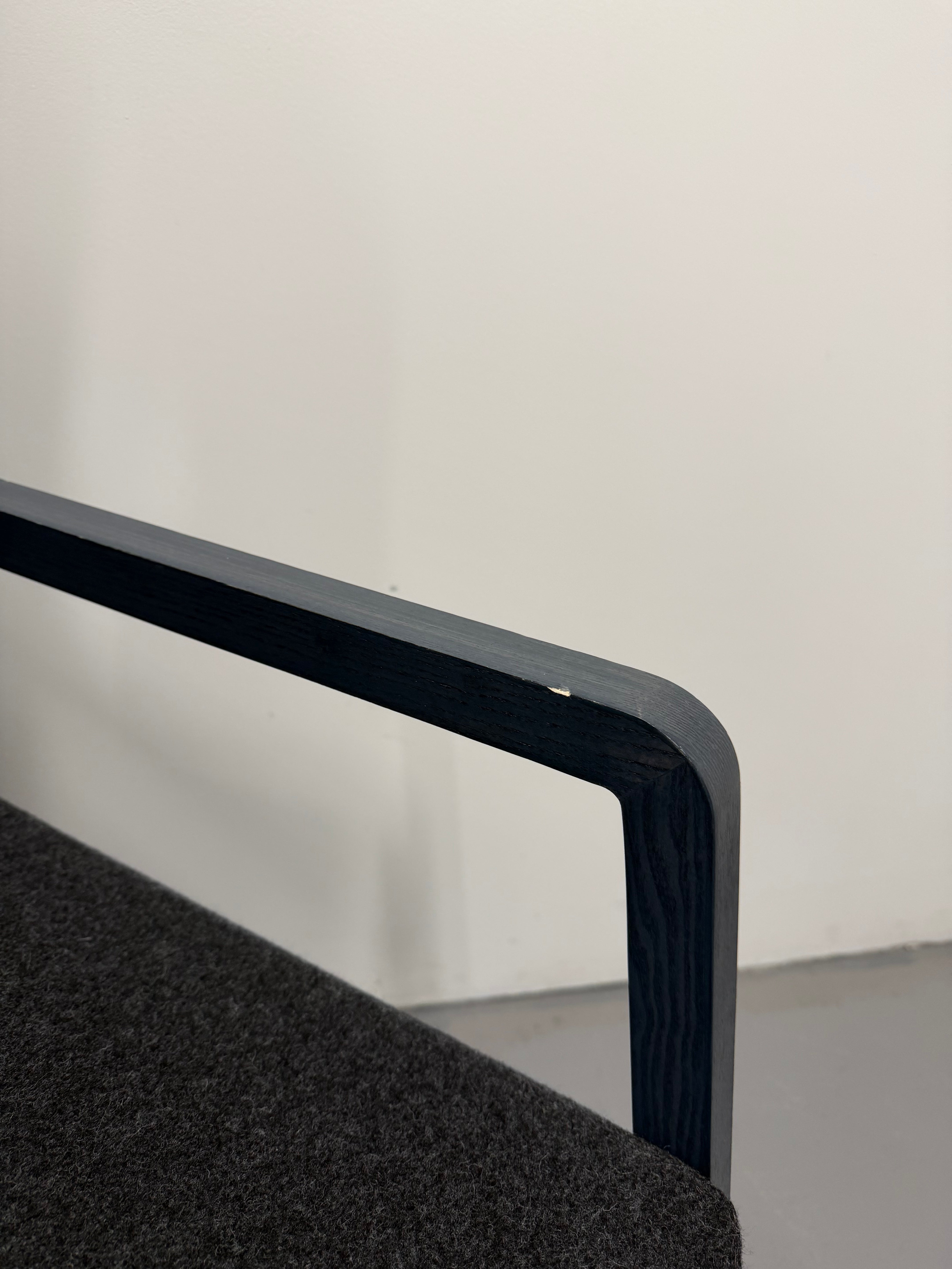 Woodmark Armchair – Dark Blue Frame, Dark Grey Upholstery