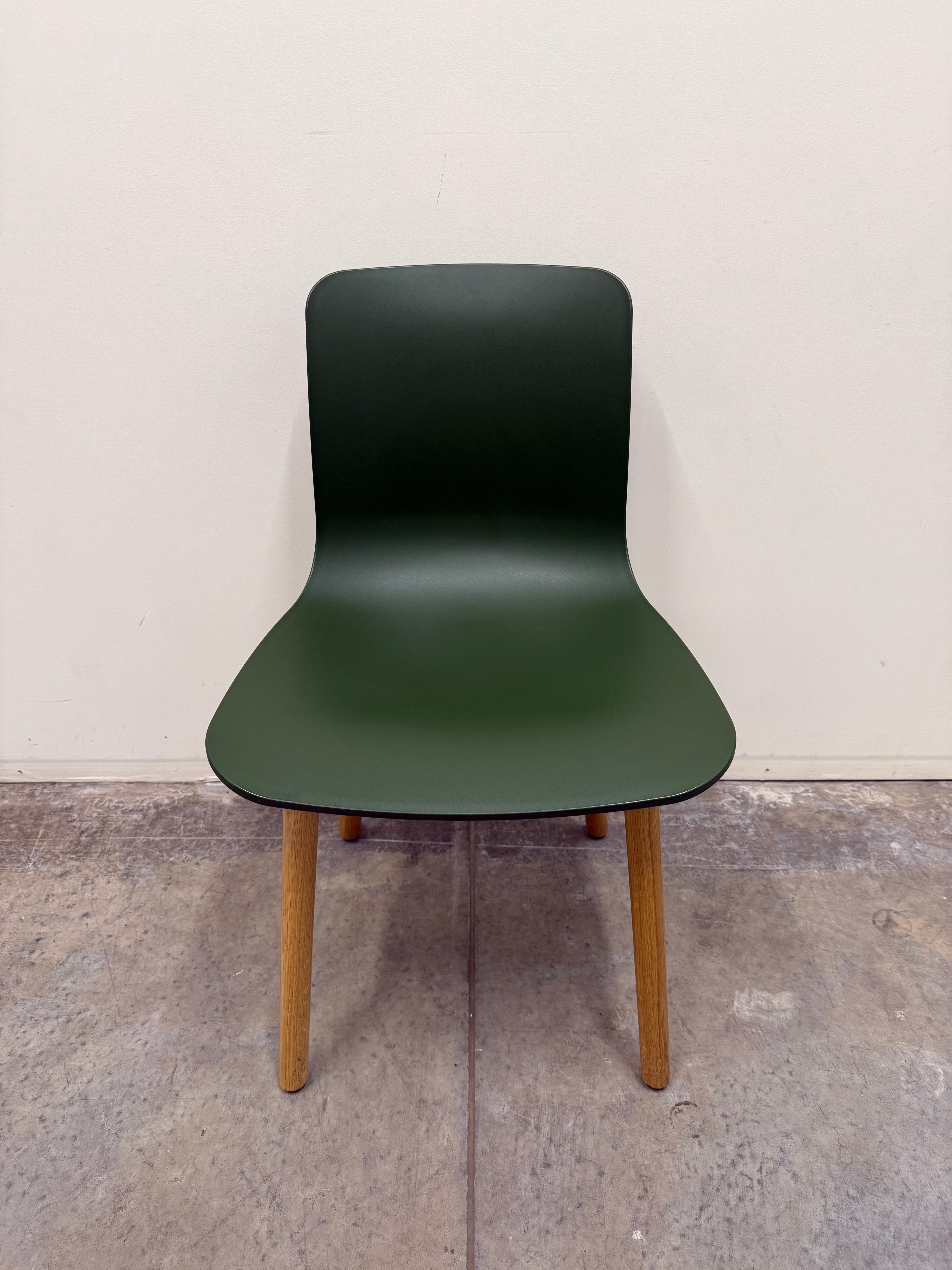 Vitra HAL Wood Chair – Forest Green Seat with Oak Legs by Jasper Morrison