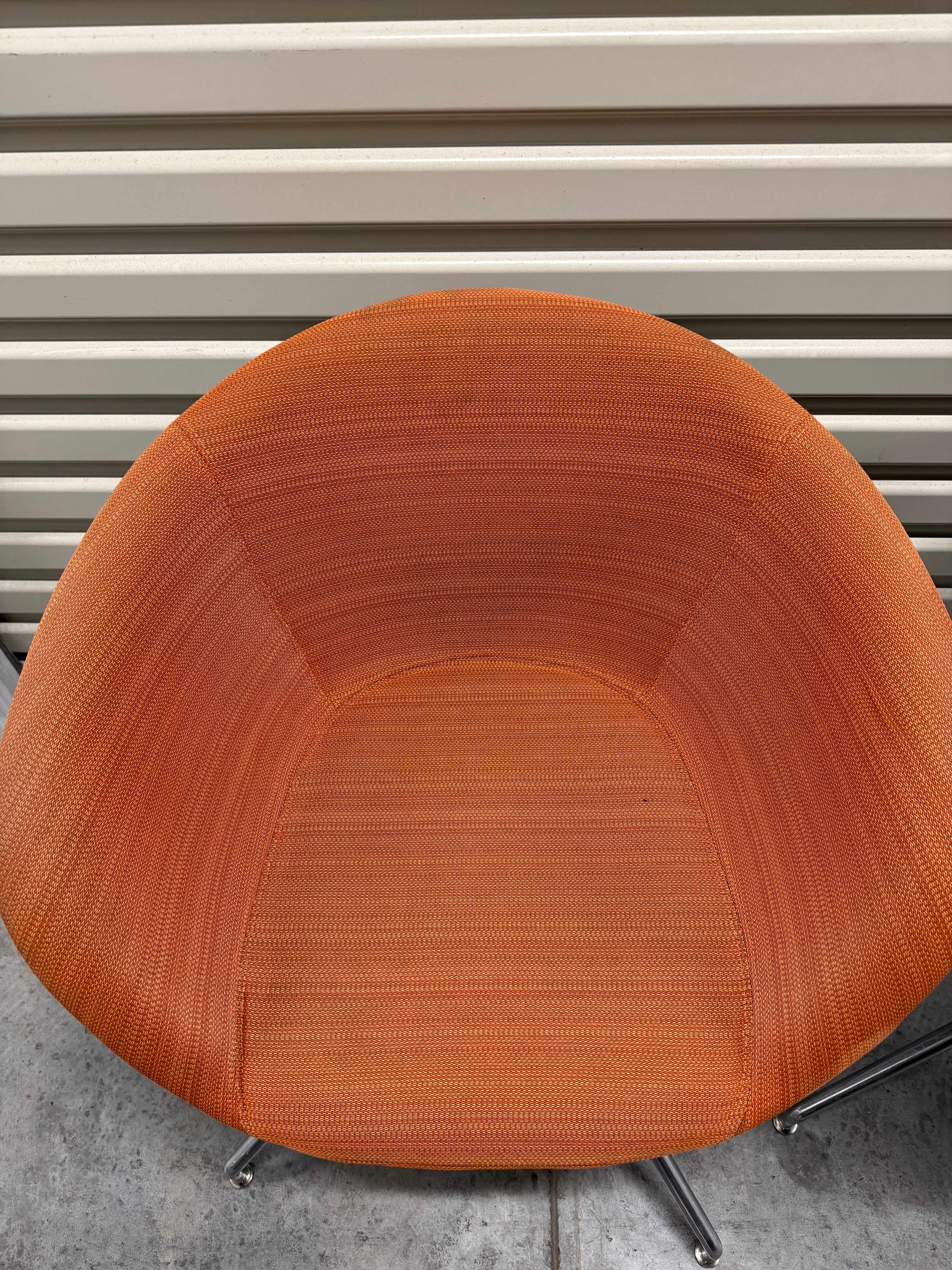 Arper Duna 02 Chair – Orange Fabric / Chrome 4-Way Base