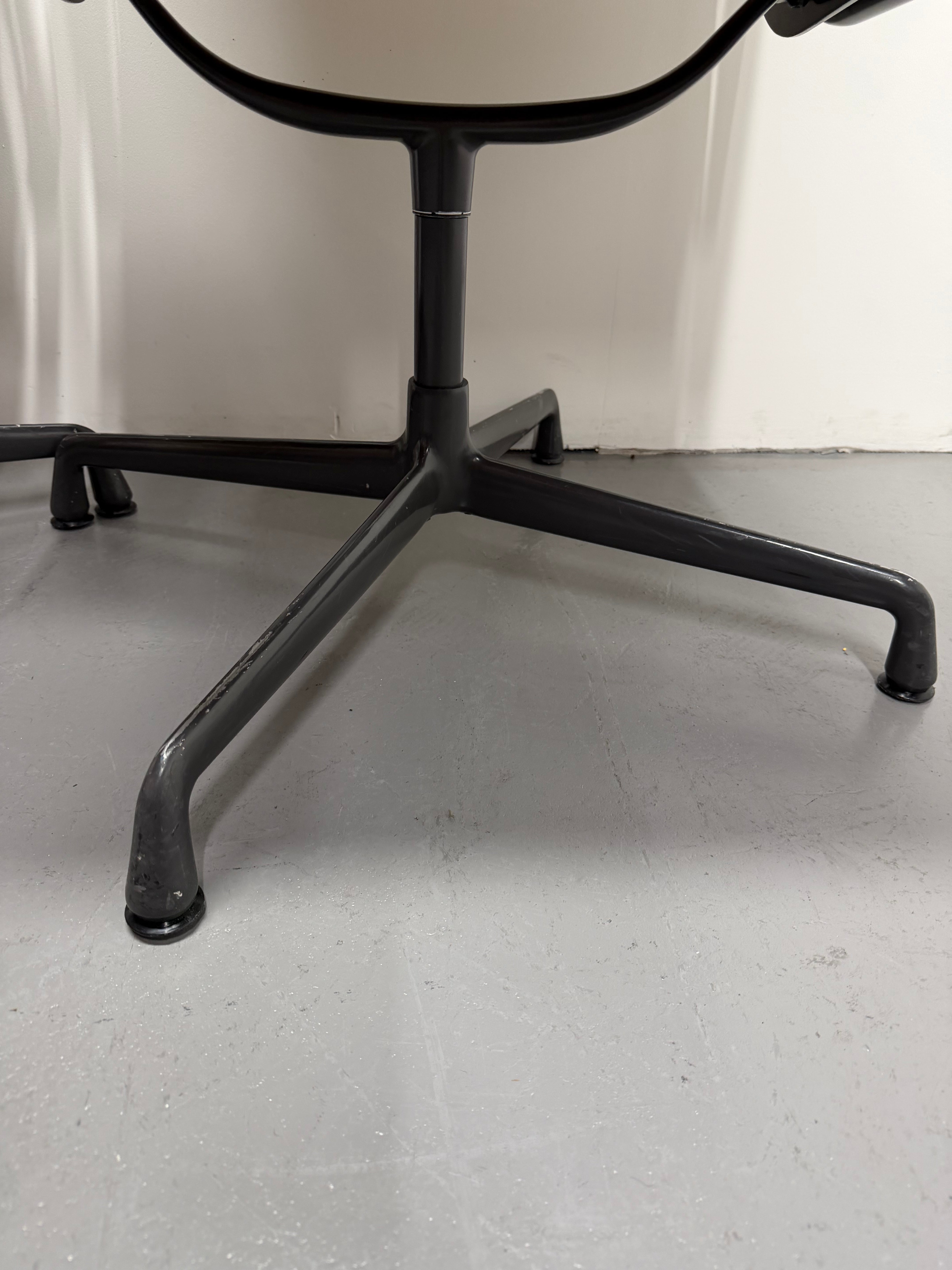 Eames Aluminium Group Low Back Chair - Tan Leather / Black Frame