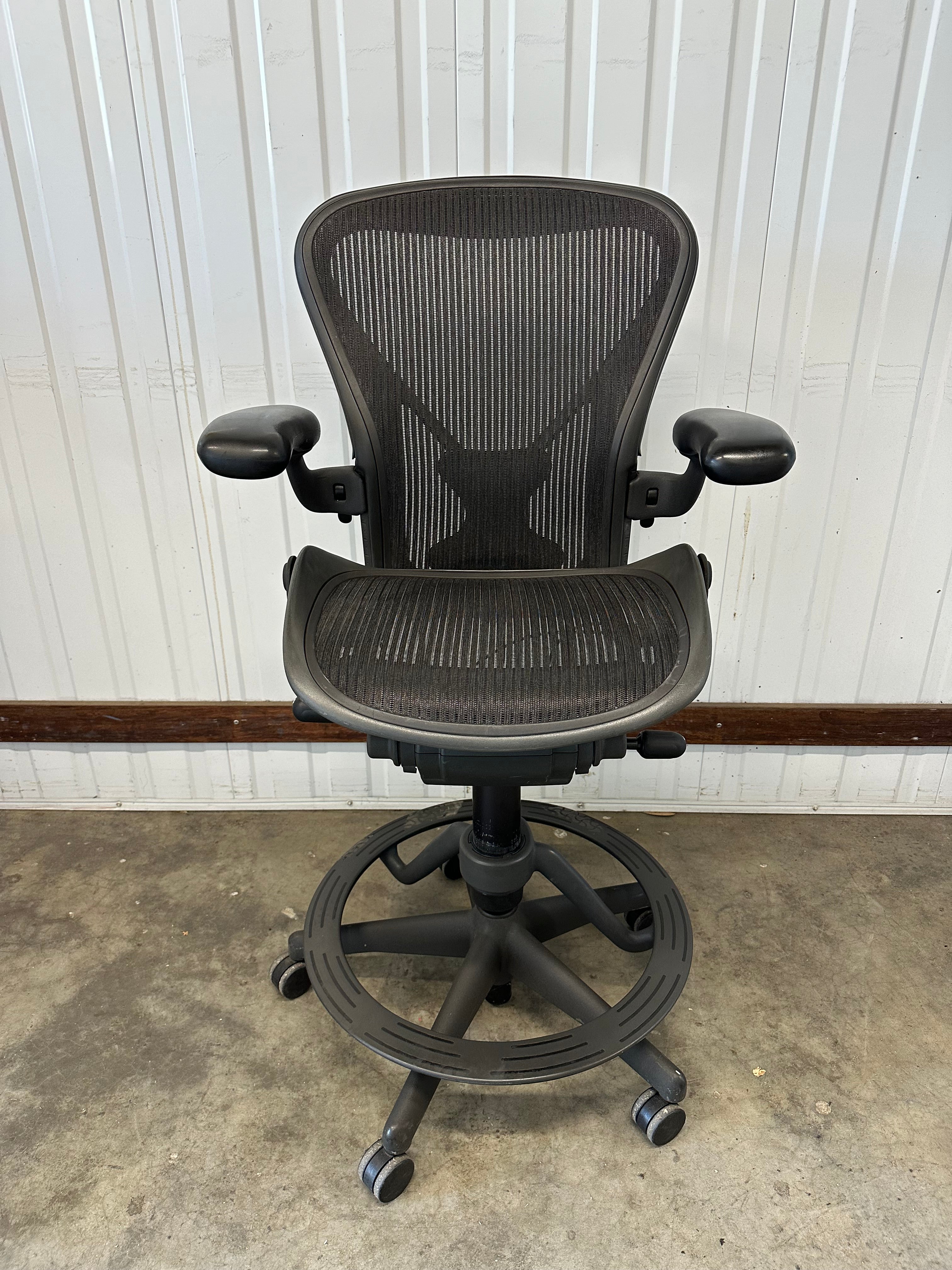 Herman Miller Aeron High drafting stool chair with Posture Fit - Size B