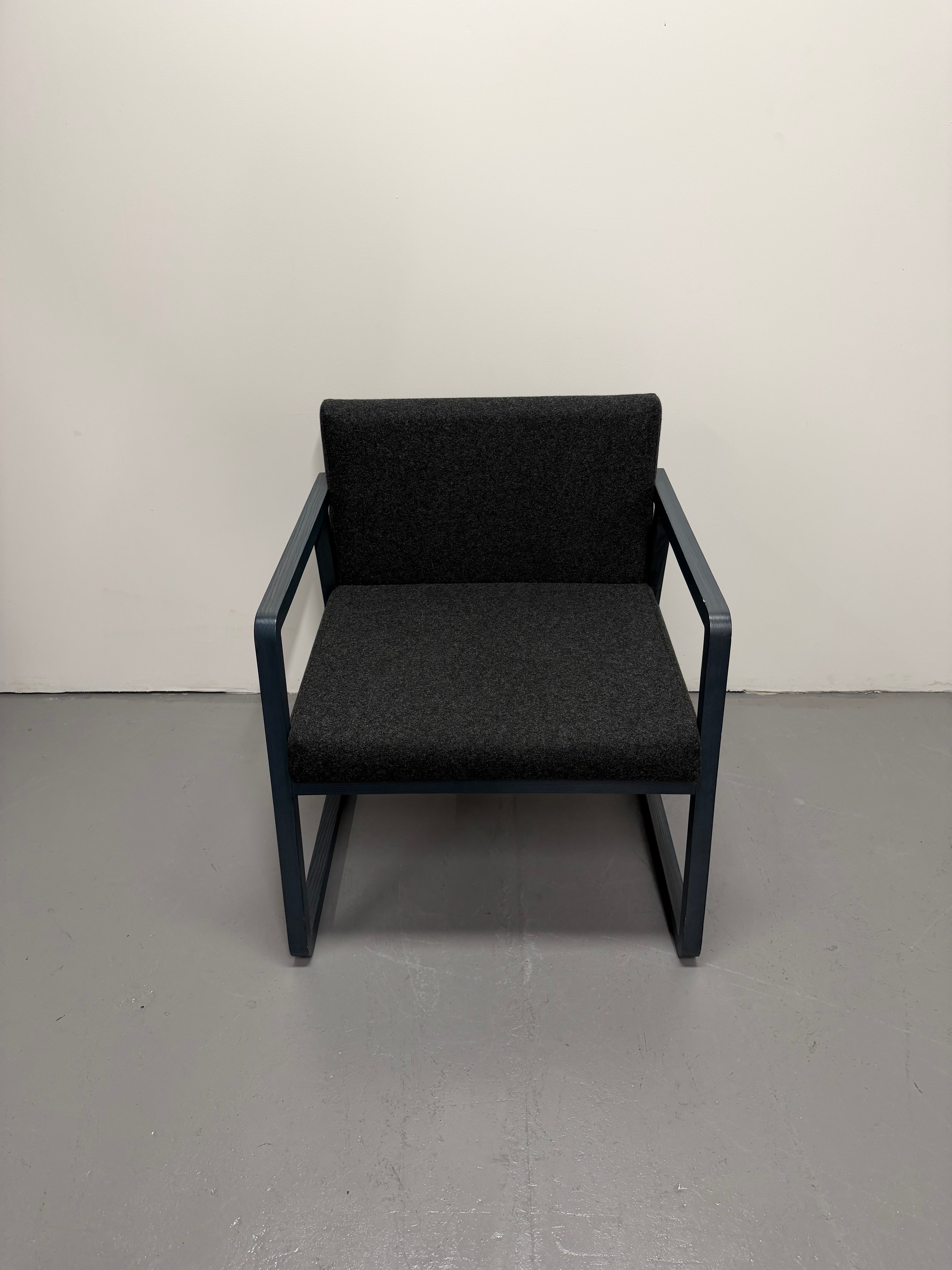 Woodmark Armchair – Dark Blue Frame, Dark Grey Upholstery