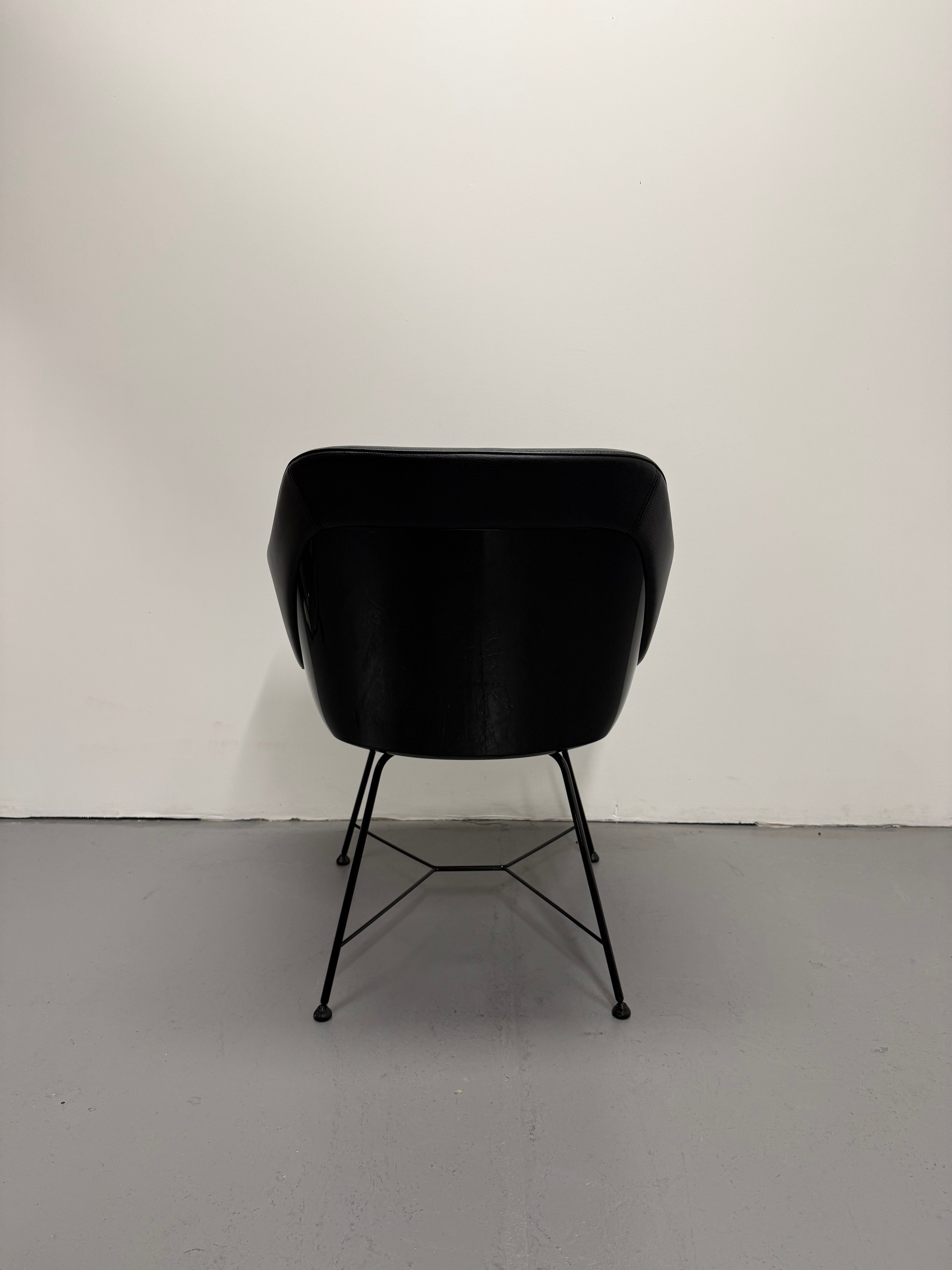 Walter Knoll Turtle Chair - Black Leather with Wire Base
