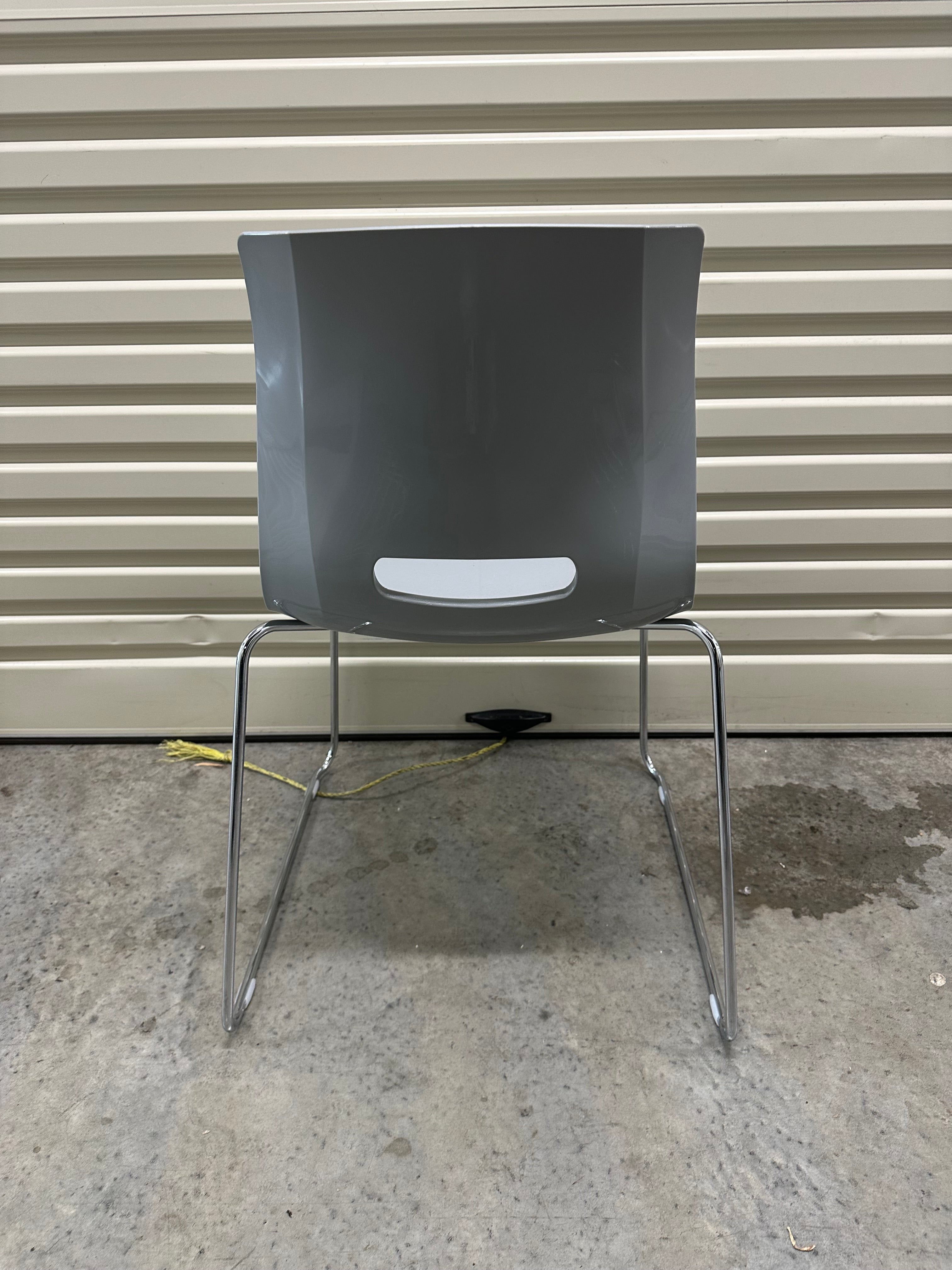 Casper Chair by Allermuir – Grey Plastic with Chrome Sled Base