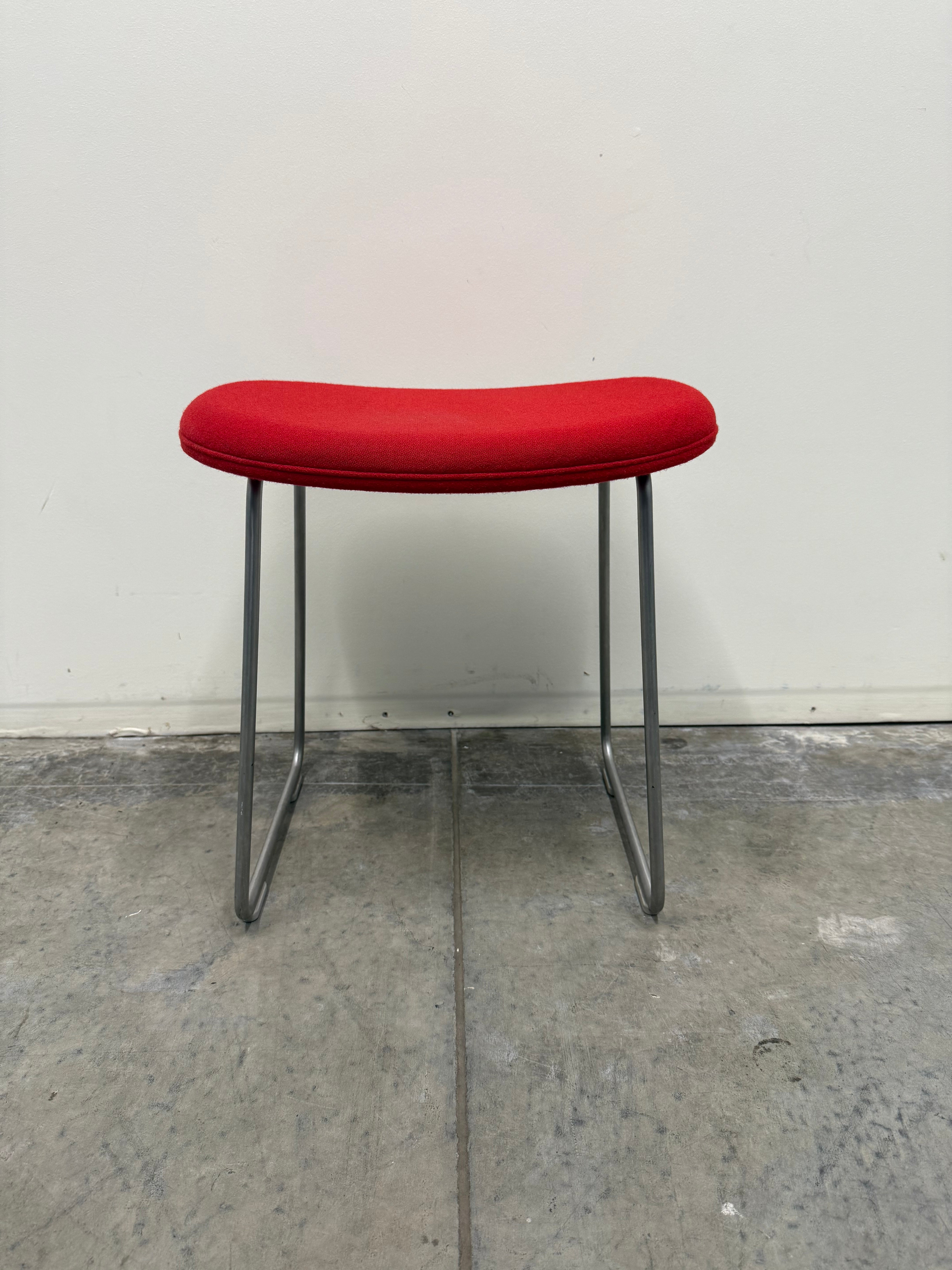 Cappellini Low Stool – Red Upholstery with Sled Base | Italian Design