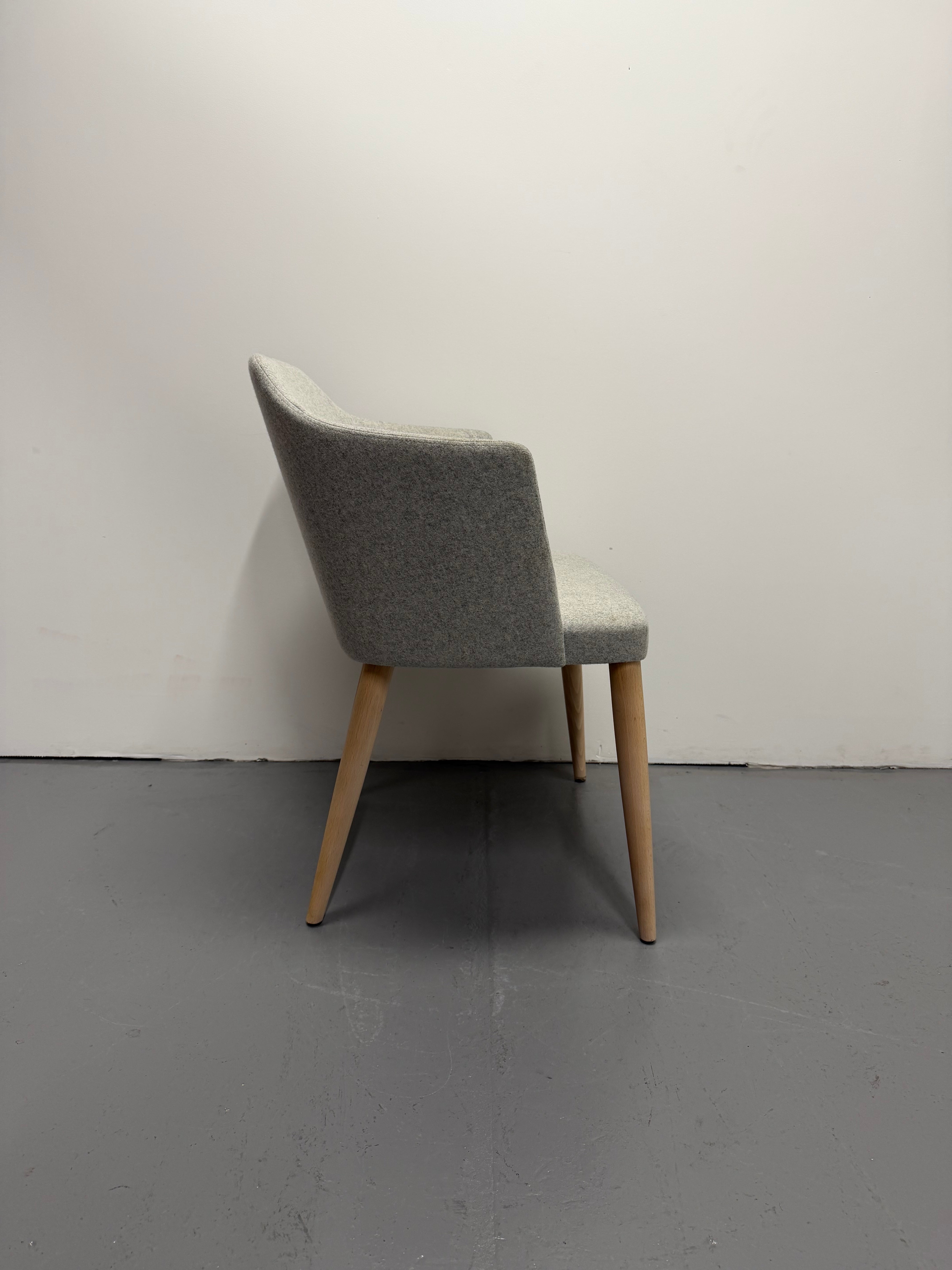 Crassevig Upholstered Armchair – Light Grey Fabric & Timber Legs - Made in Italy