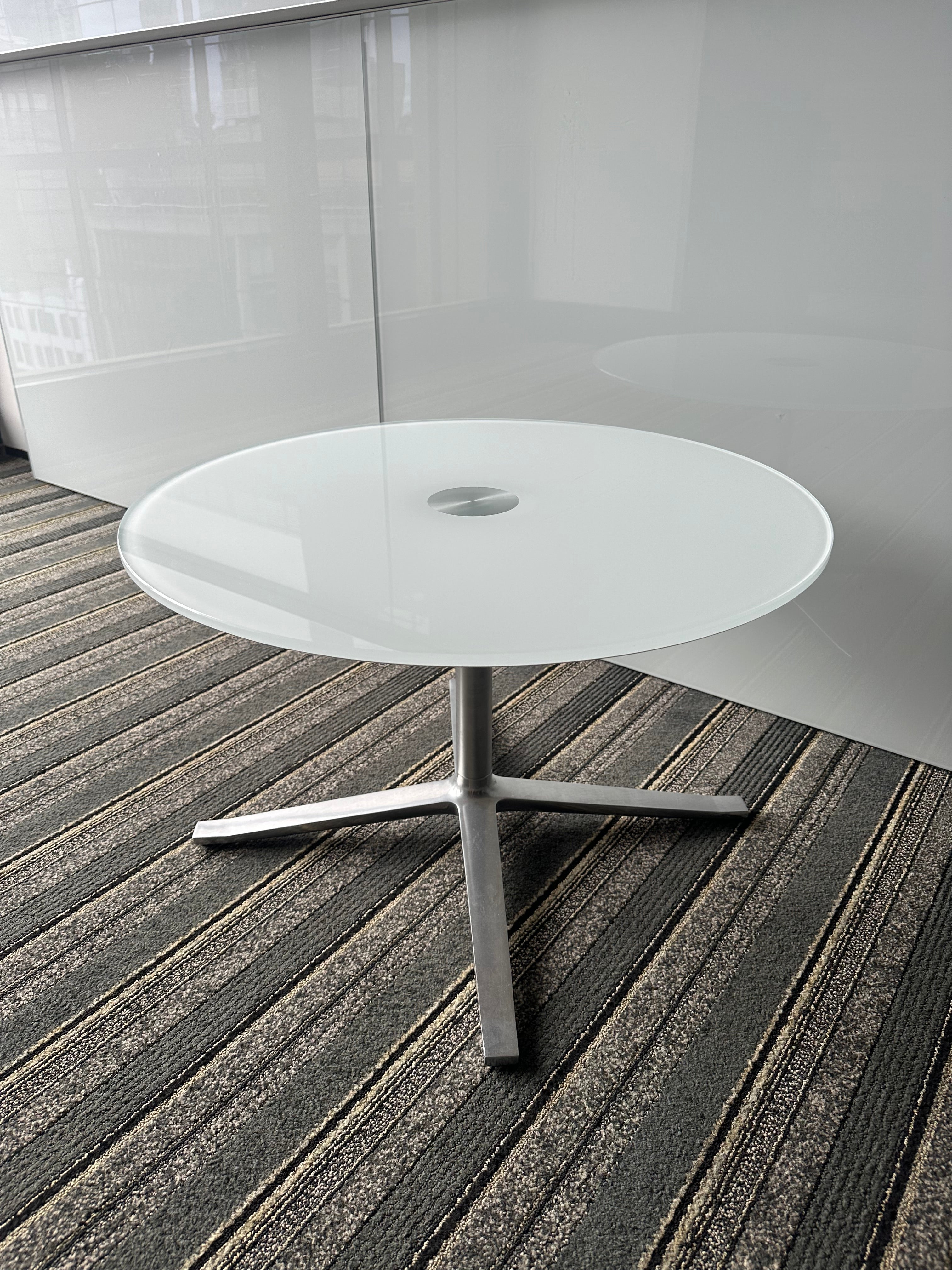 Pearson Lloyd Bob's Side Tables with Round Glass Tops for Coalesse