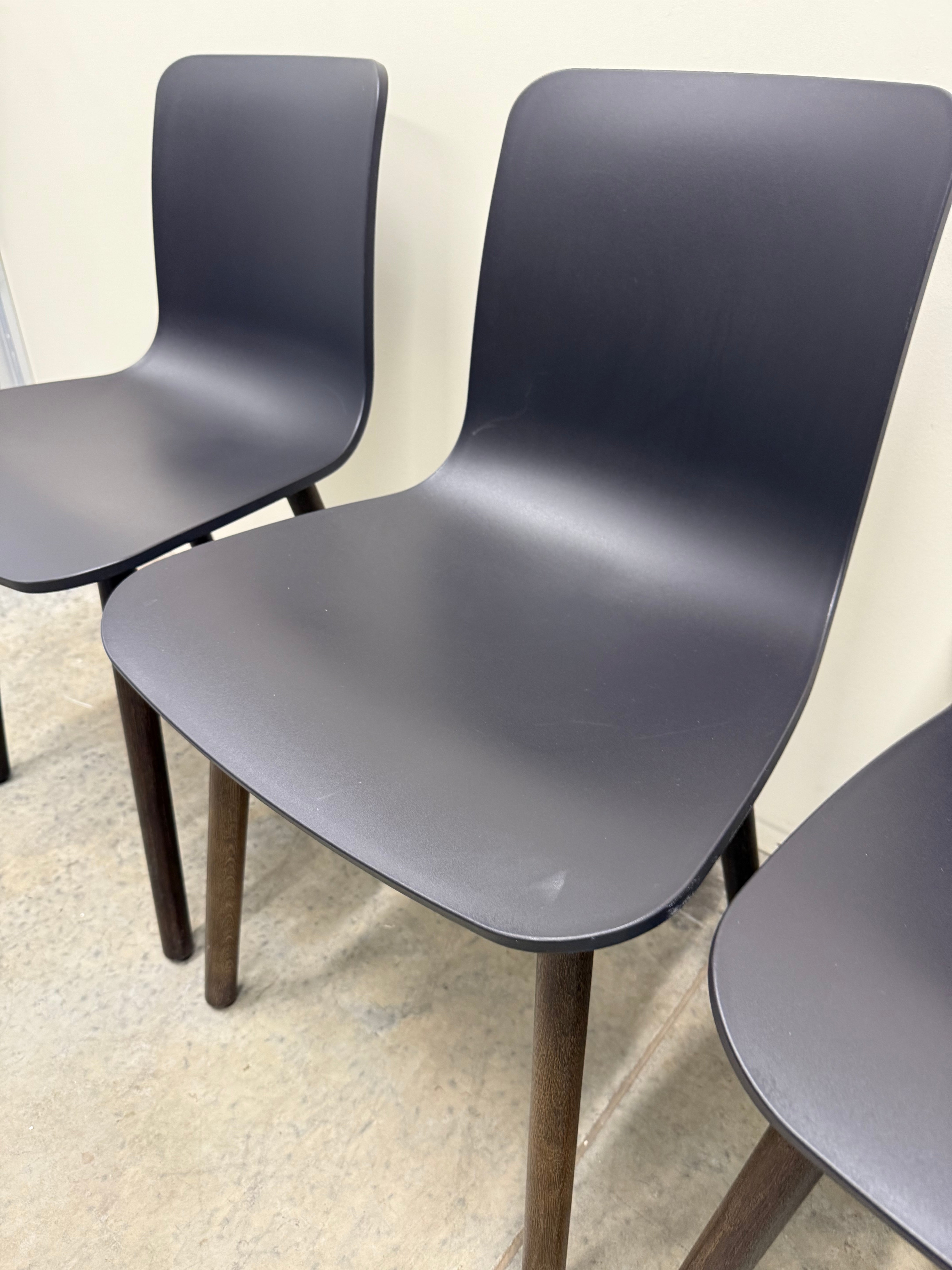 Vitra HAL Wood Chair by Jasper Morrison – Black Seat with Dark Oak Legs