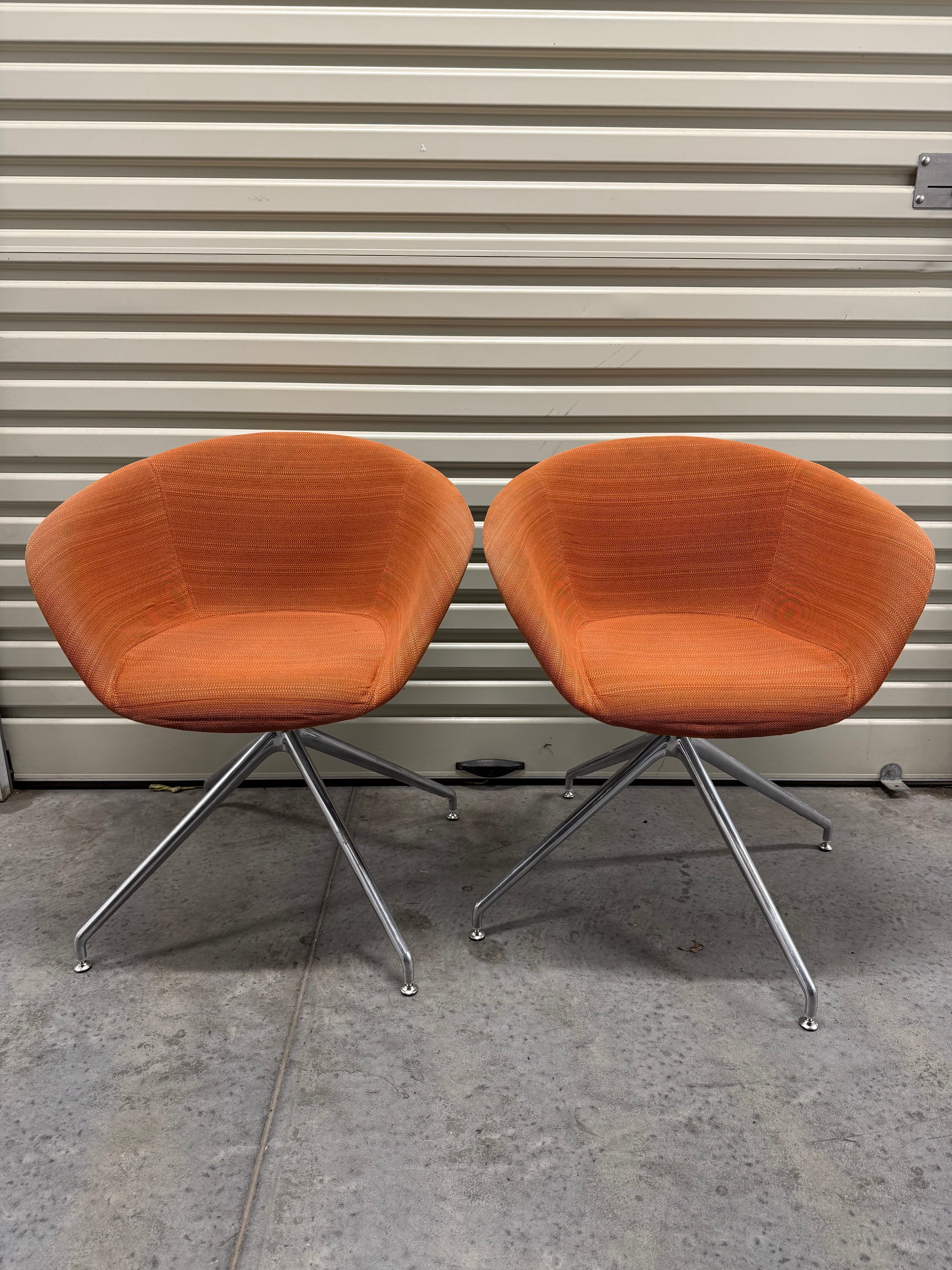 Arper Duna 02 Chair – Orange Fabric / Chrome 4-Way Base
