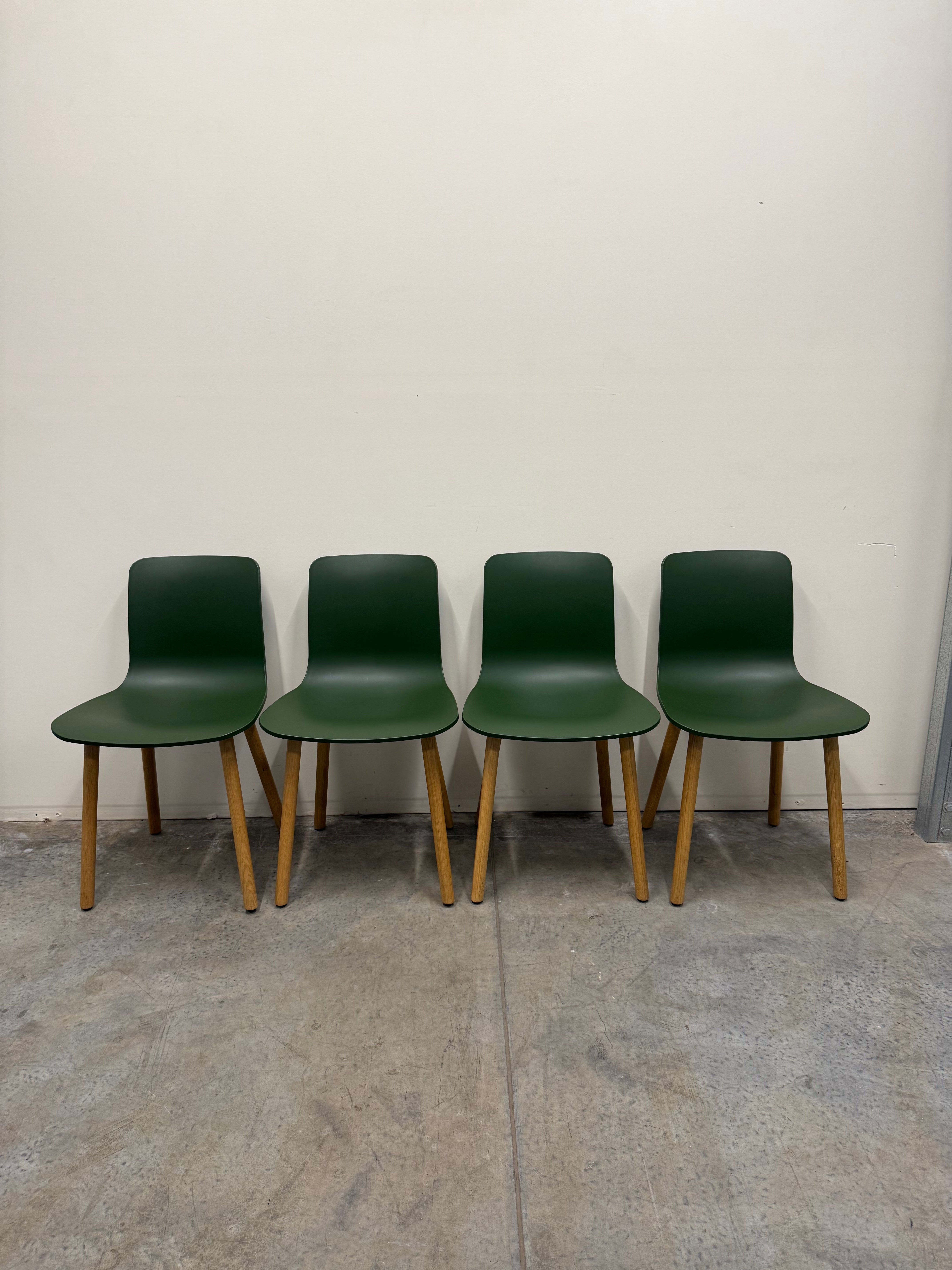 Vitra HAL Wood Chair – Forest Green Seat with Oak Legs by Jasper Morrison