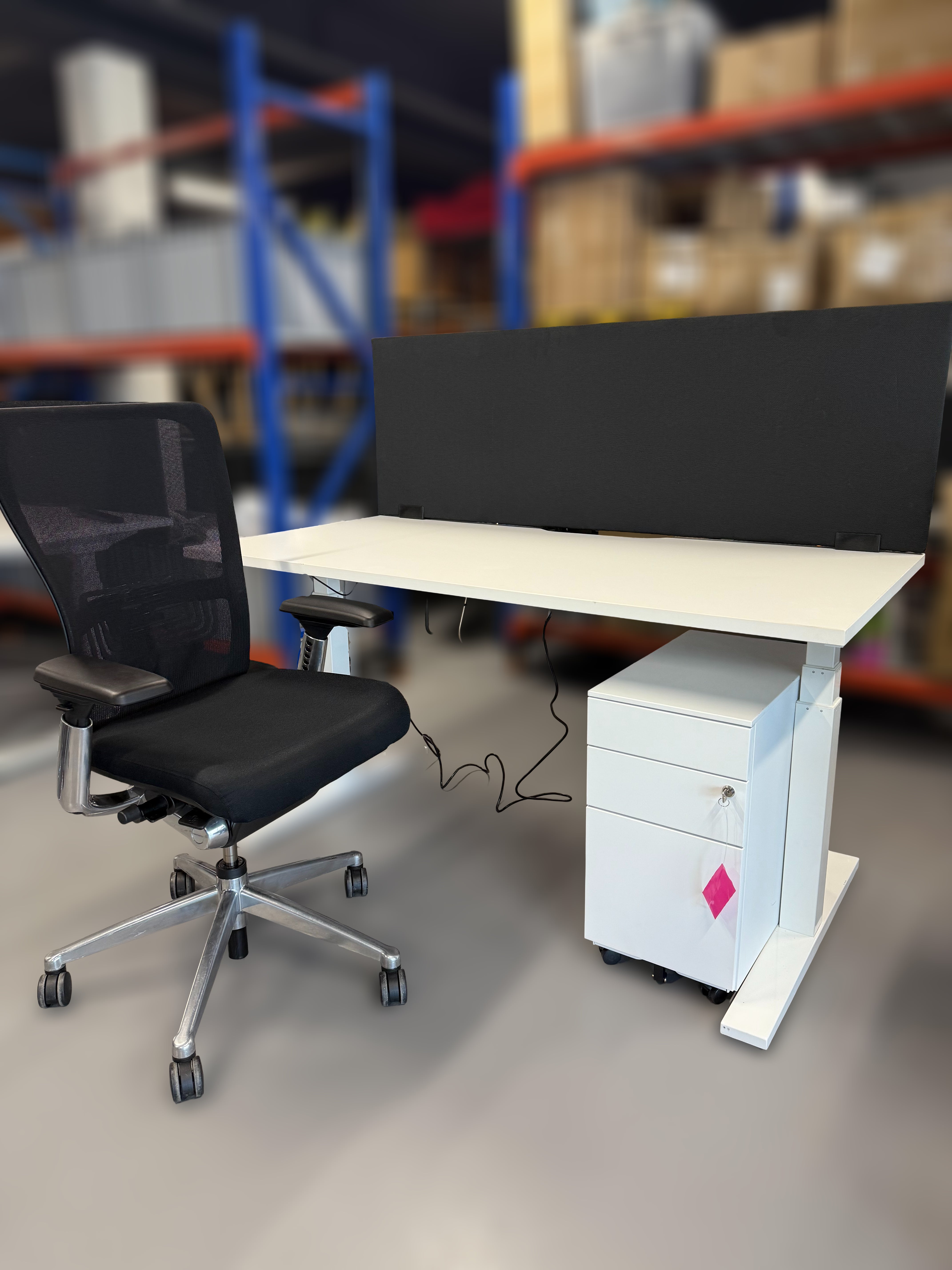 Commercial Grade Sit Stand Desk – White Electric Height Adjustable