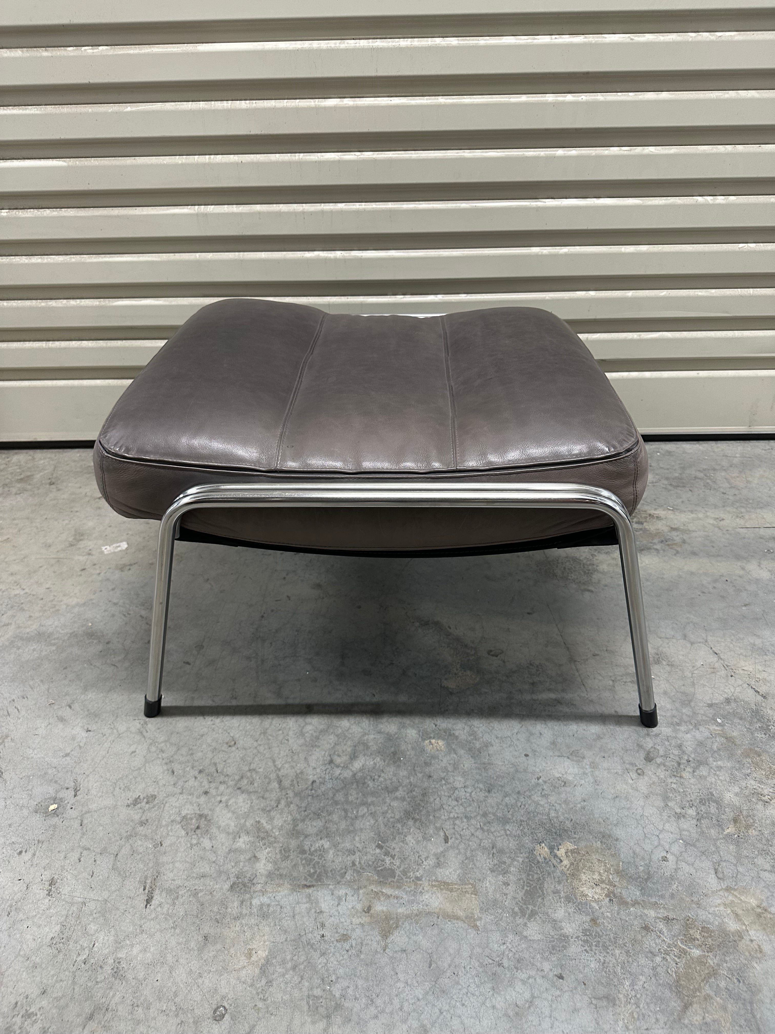 Marco Zanuso for Zanotta Brown Leather Maggiolina Lounge Chair & Footstool