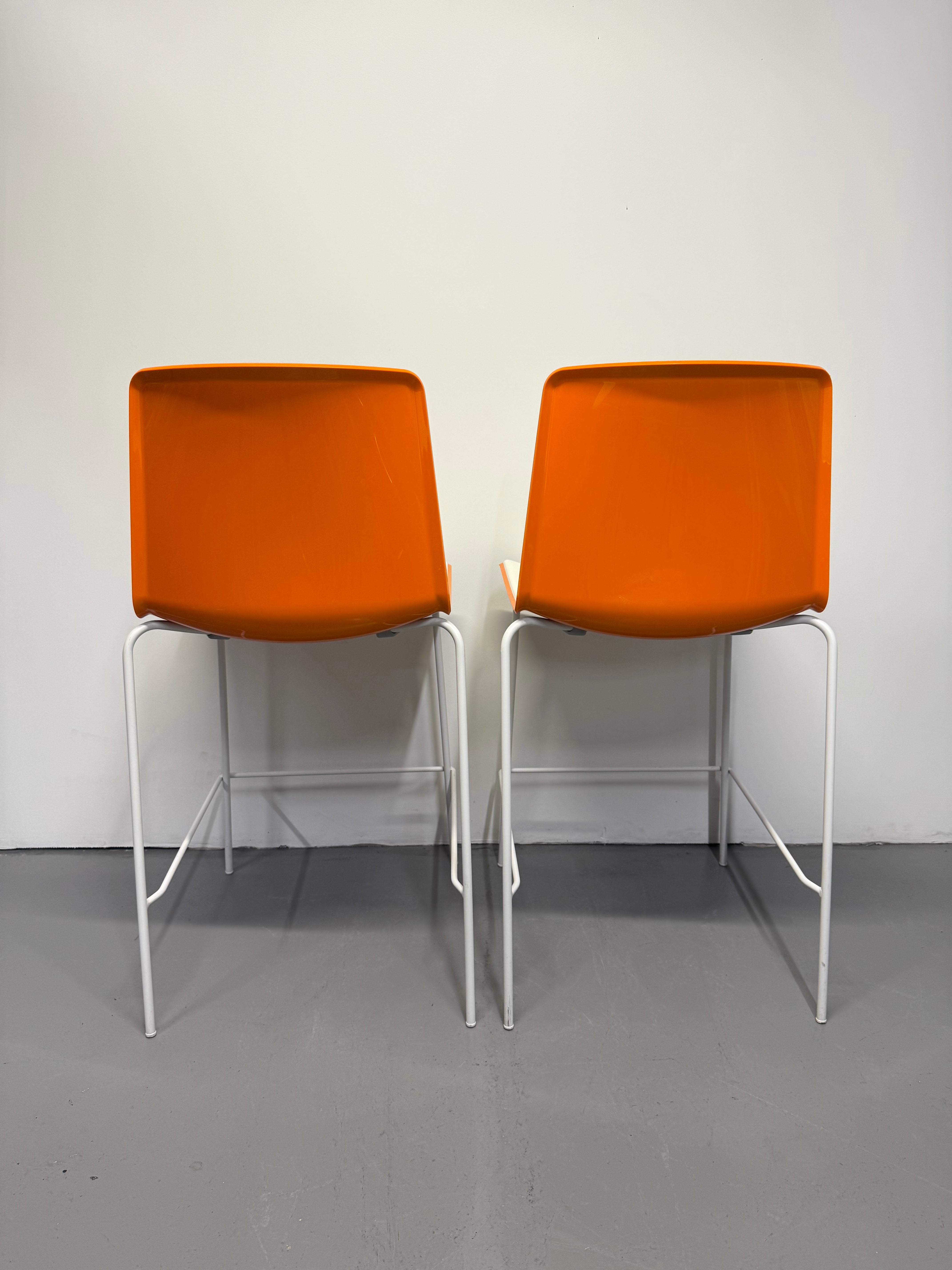 Pedrali Tweet Barstool - Orange & White with White Frame