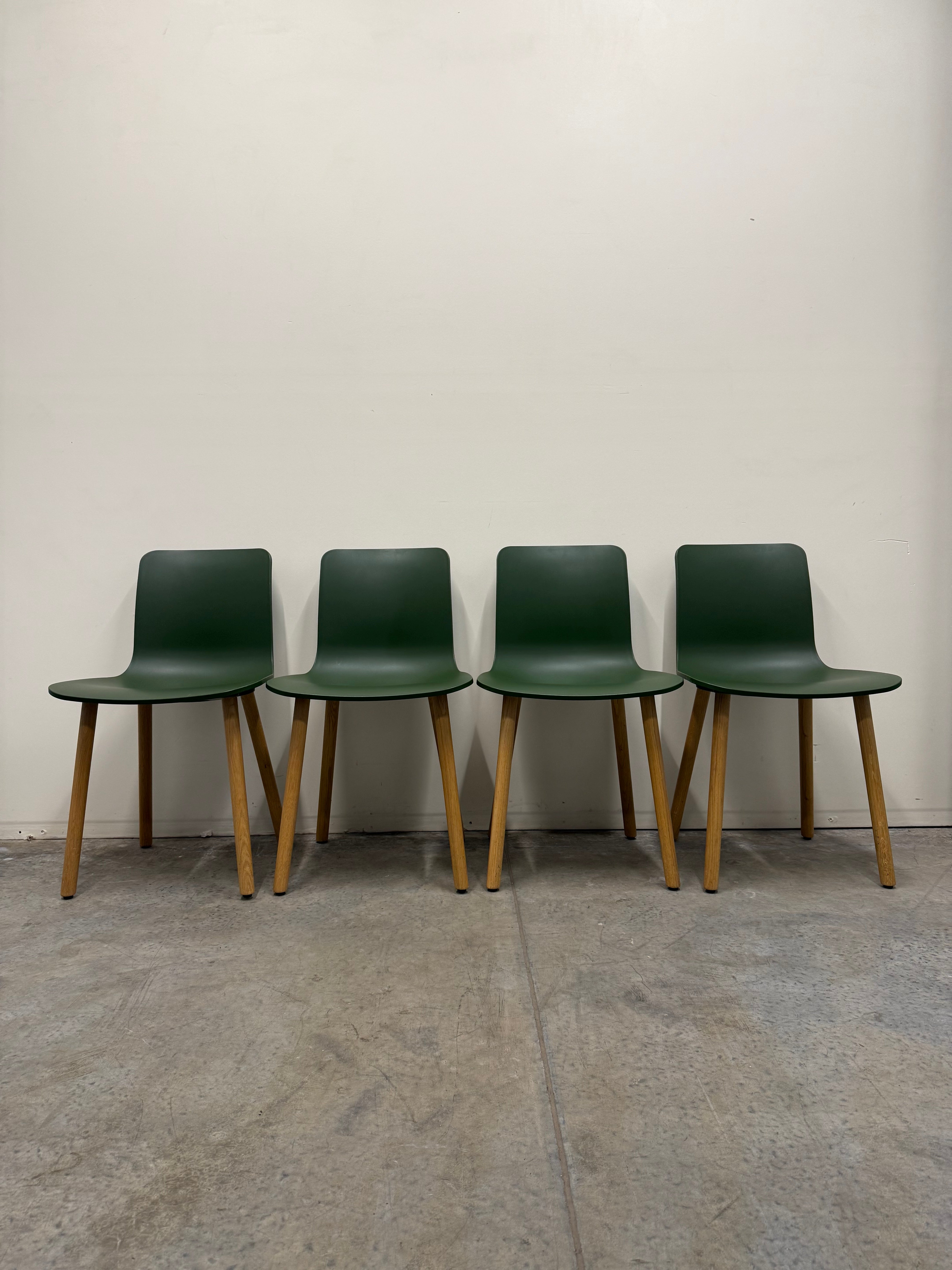 Vitra HAL Wood Chair – Forest Green Seat with Oak Legs by Jasper Morrison