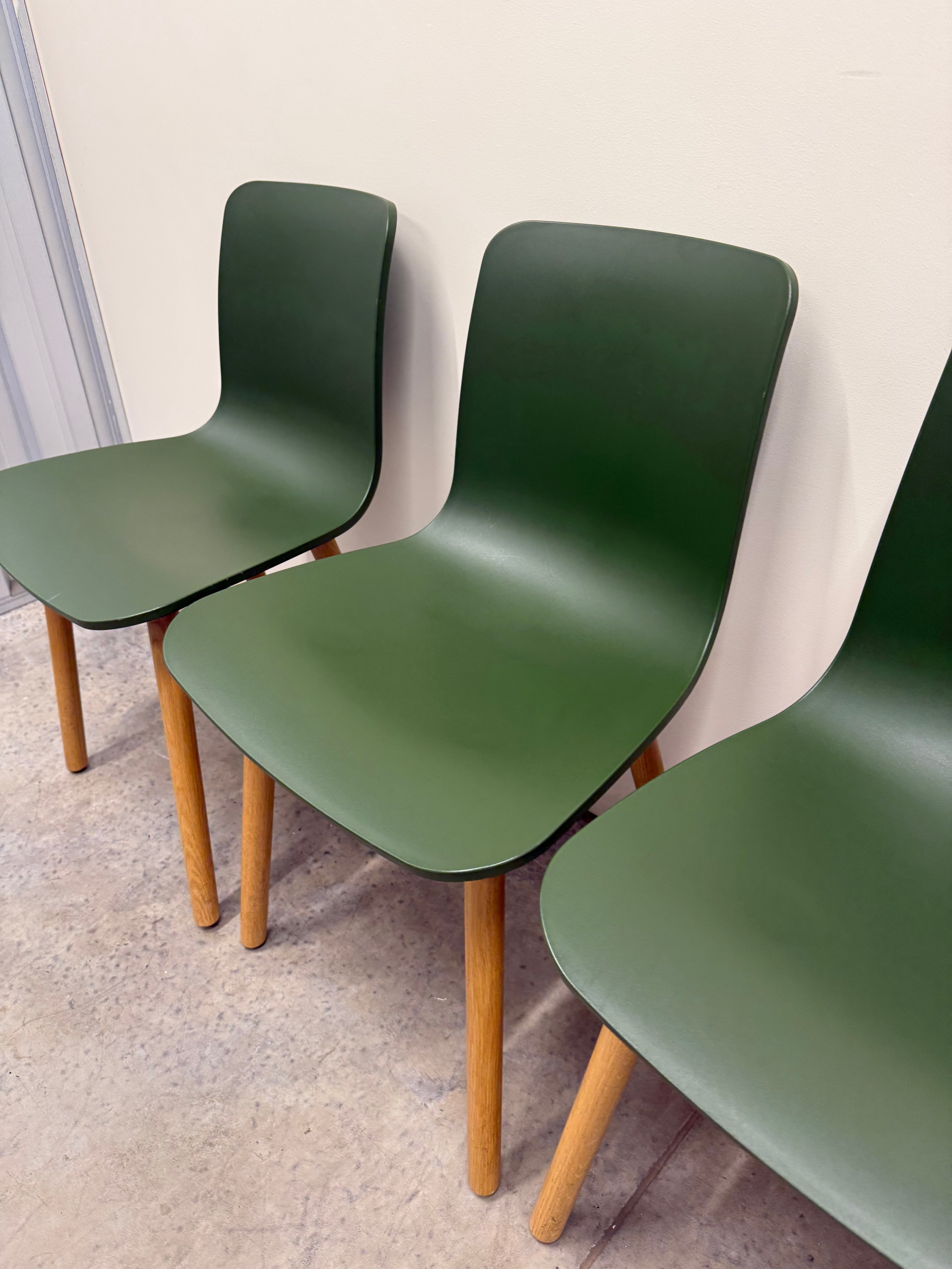 Vitra HAL Wood Chair – Forest Green Seat with Oak Legs by Jasper Morrison