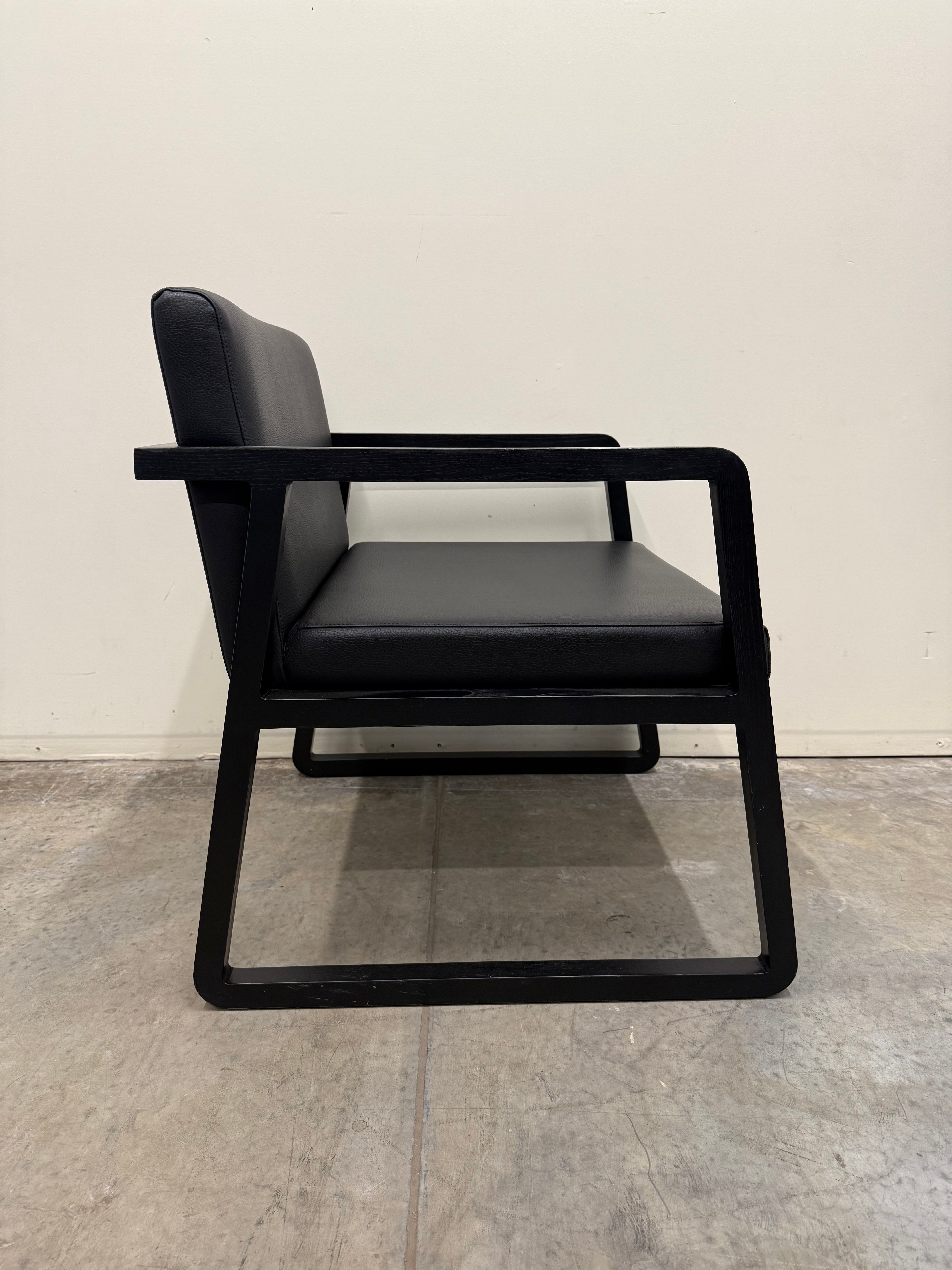 Woodmark Lounge Armchair – Black Leather / Timber Frame