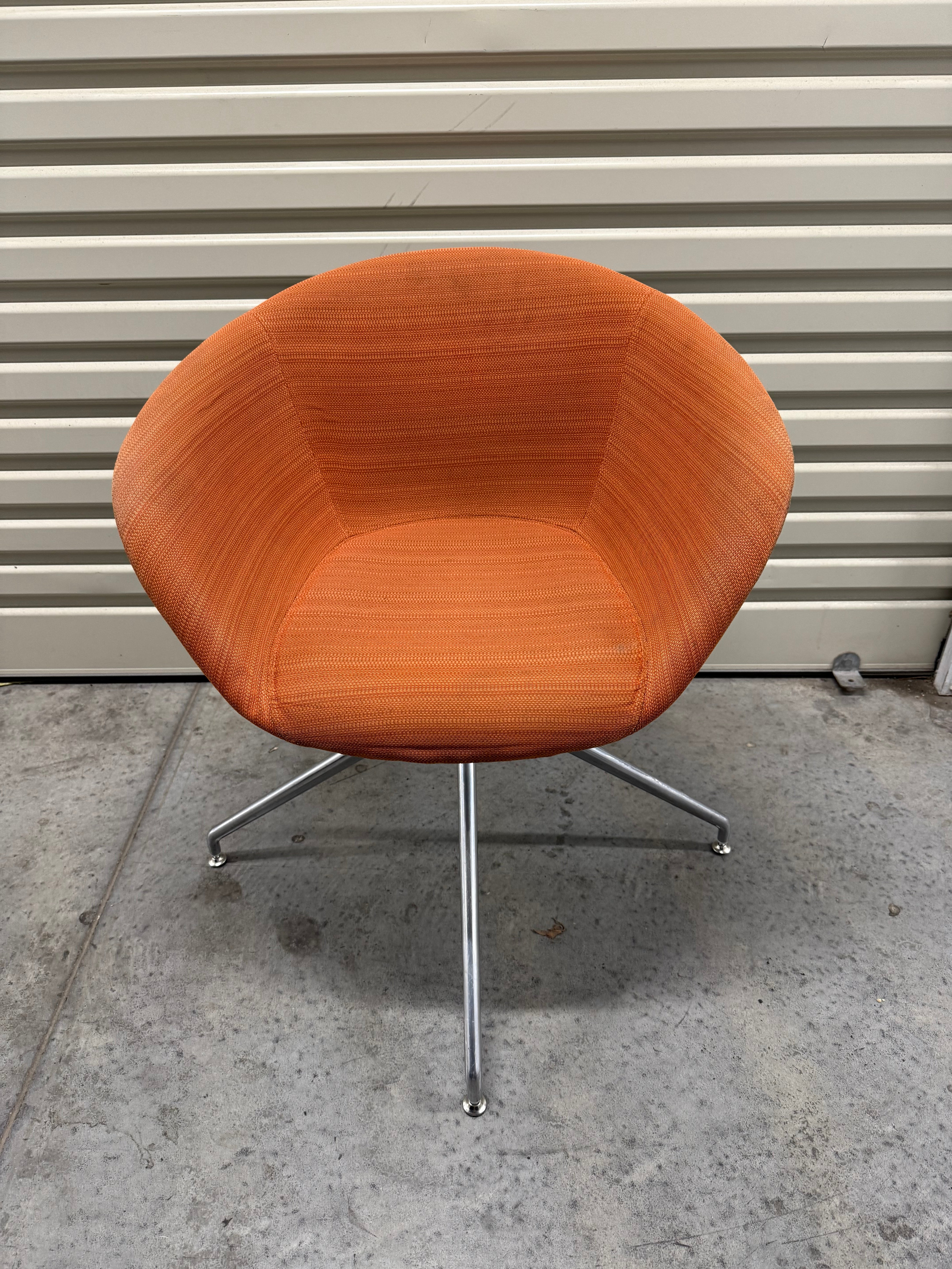 Arper Duna 02 Chair – Orange Fabric / Chrome 4-Way Base