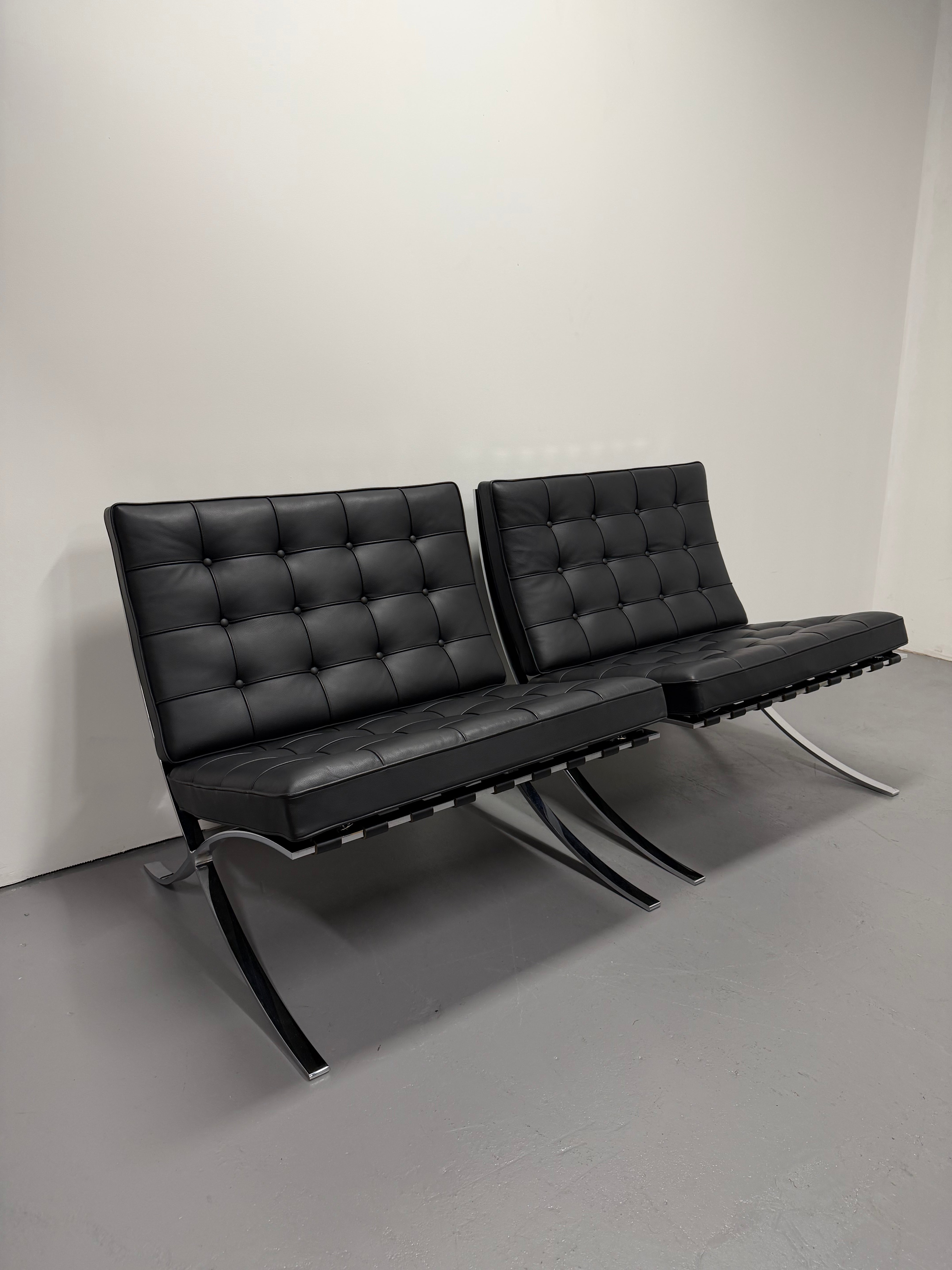 Original Knoll Barcelona Lounge Chair – Chrome Frame, Black Leather