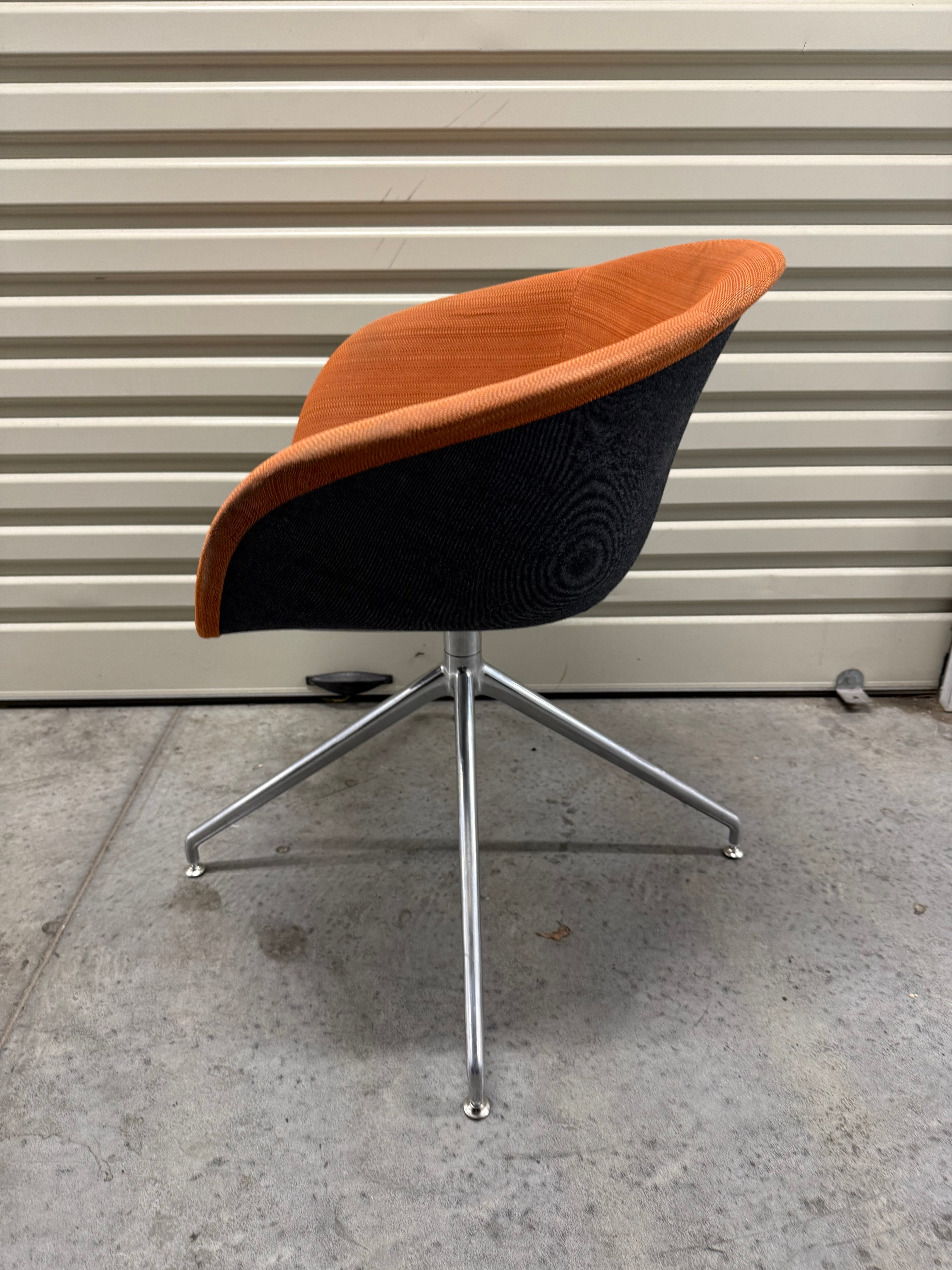 Arper Duna 02 Chair – Orange Fabric / Chrome 4-Way Base