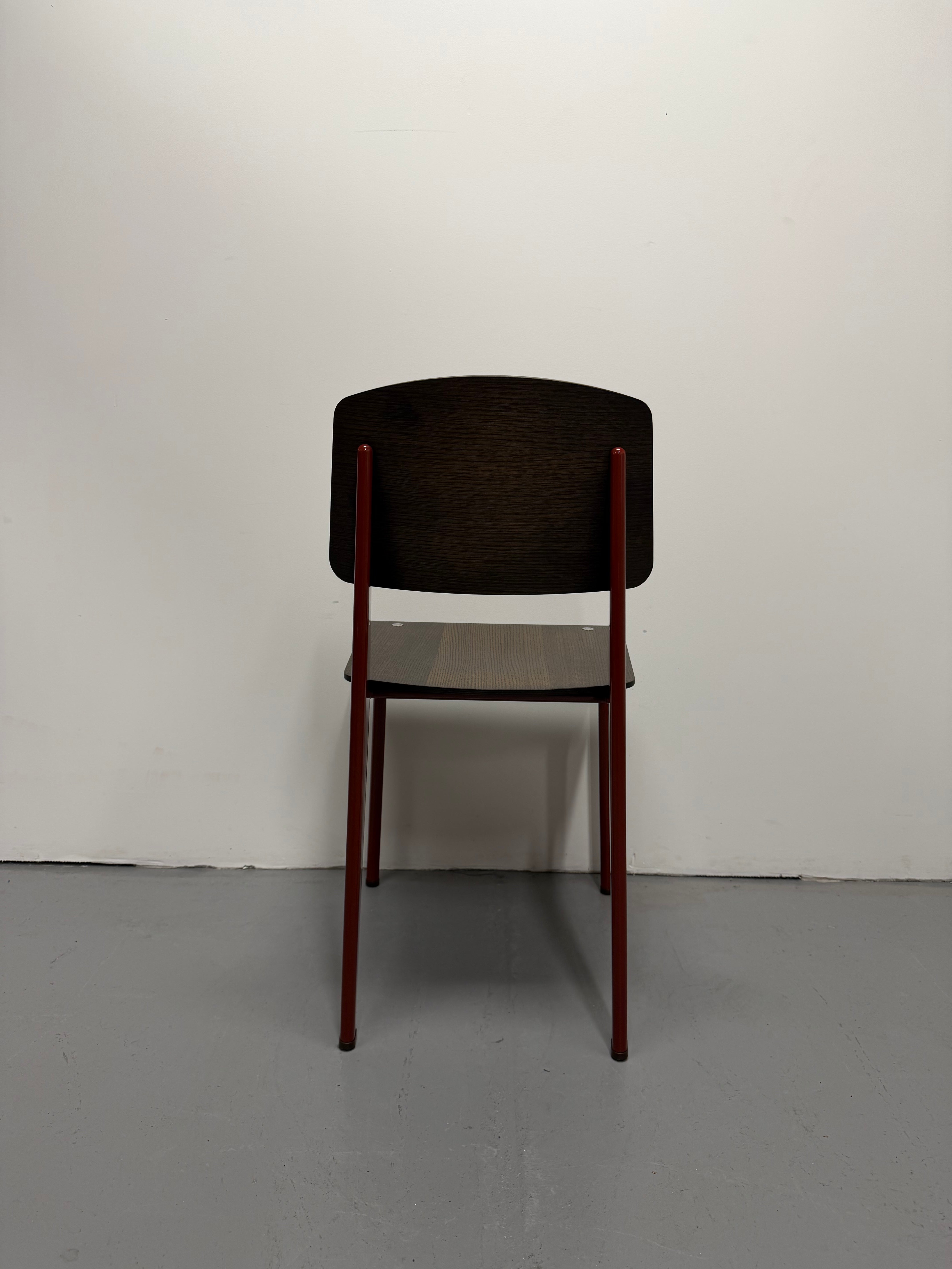 Vitra Standard Chair by Jean Prouvé – Dark Oak with Japanese Red Frame | Ex-Showroom