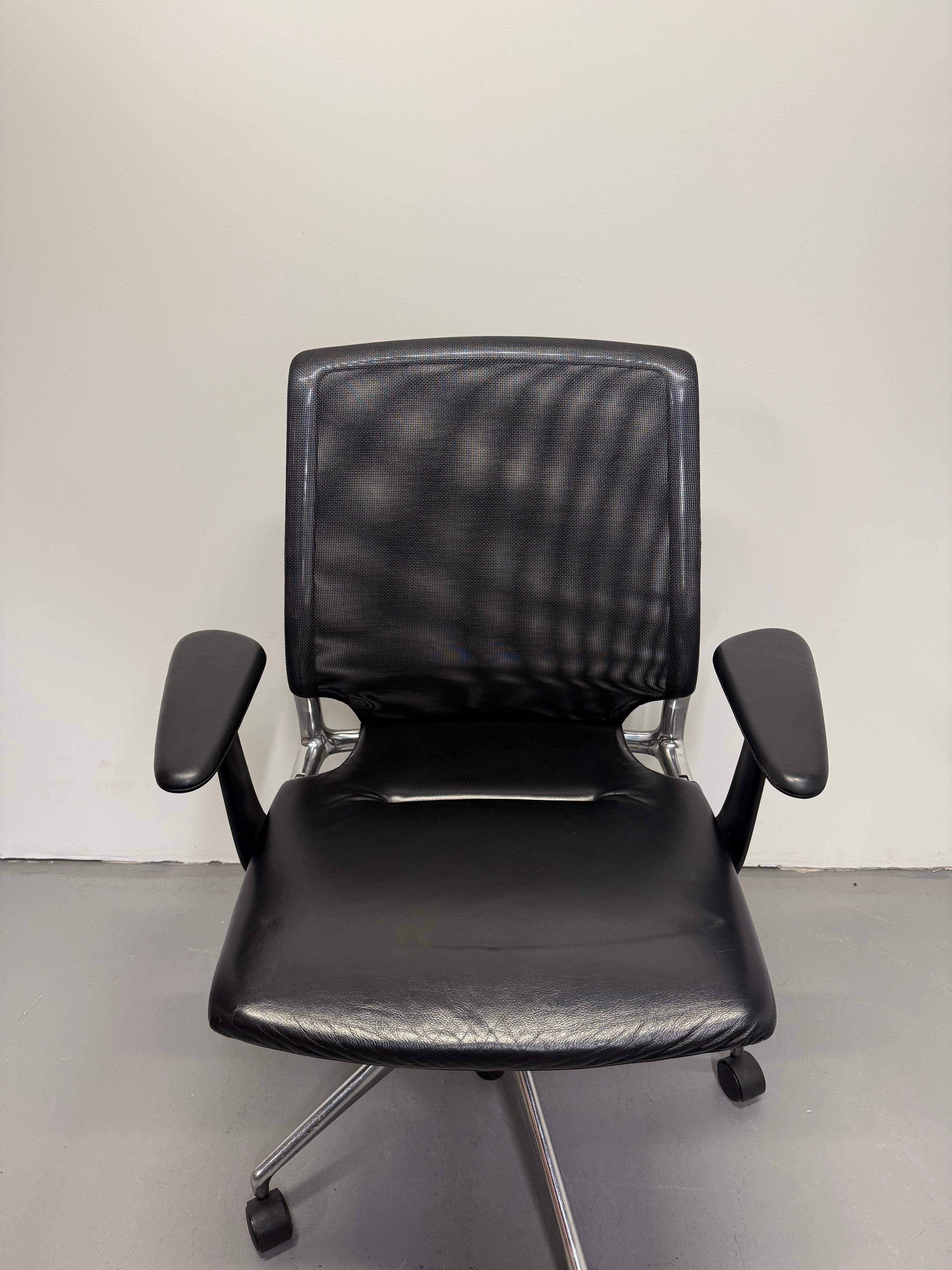 Vitra Meda Chair - Black Leather Seat & Mesh Back
