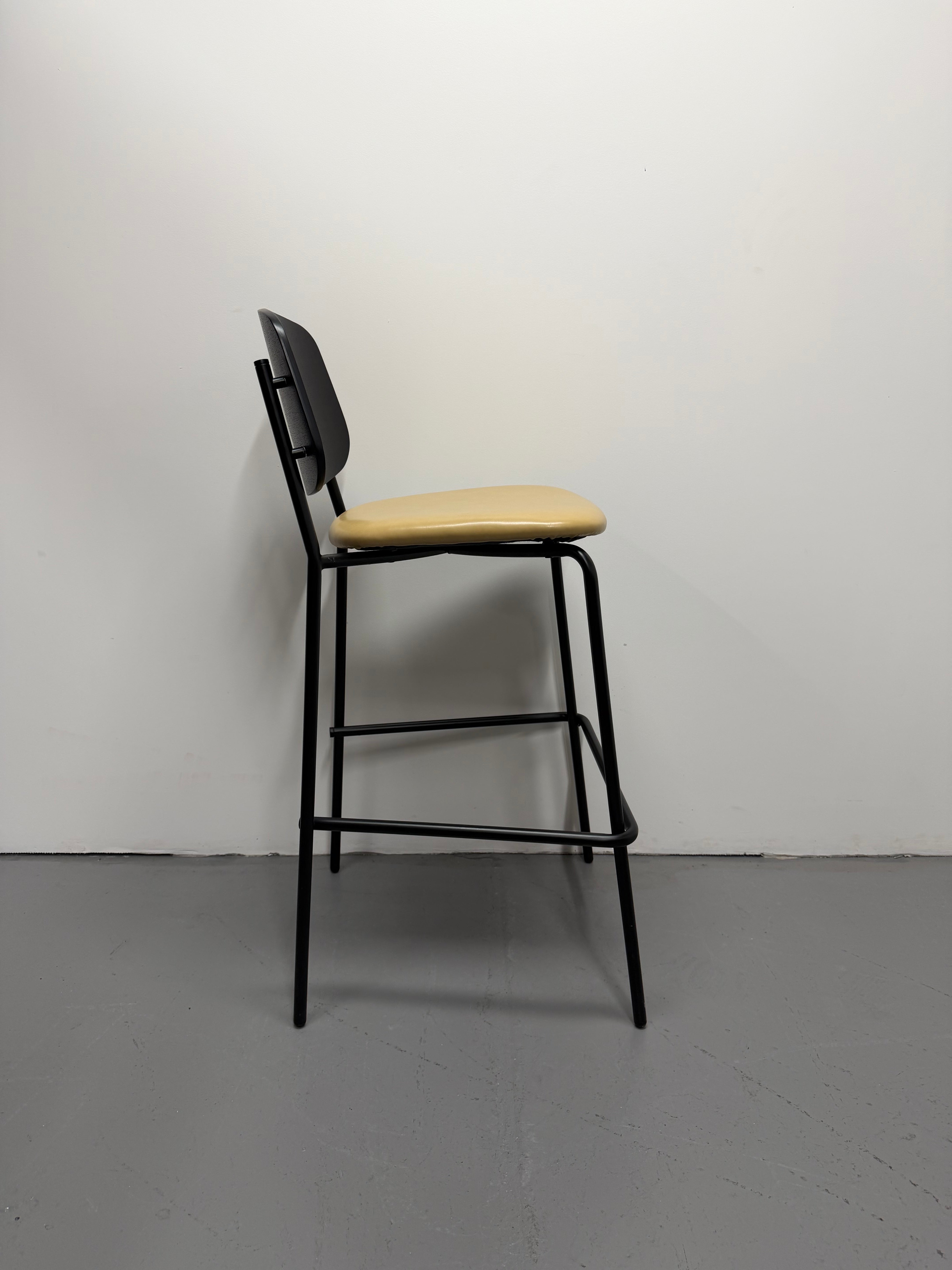 Platform Barstool by m.a.d – Tan Upholstered Seat