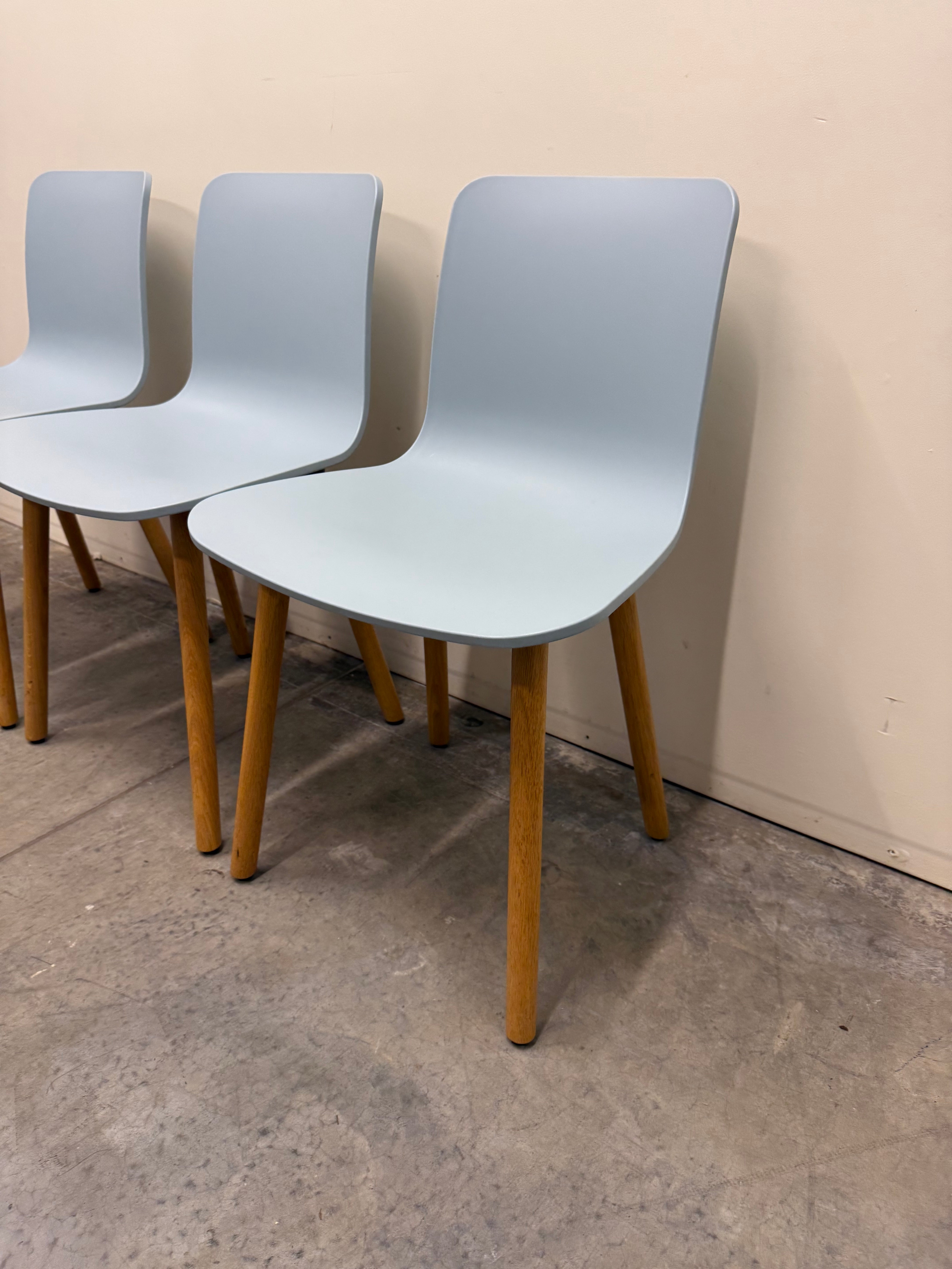 Vitra HAL Wood Chair – Light Blue Seat with Oak Legs by Jasper Morrison