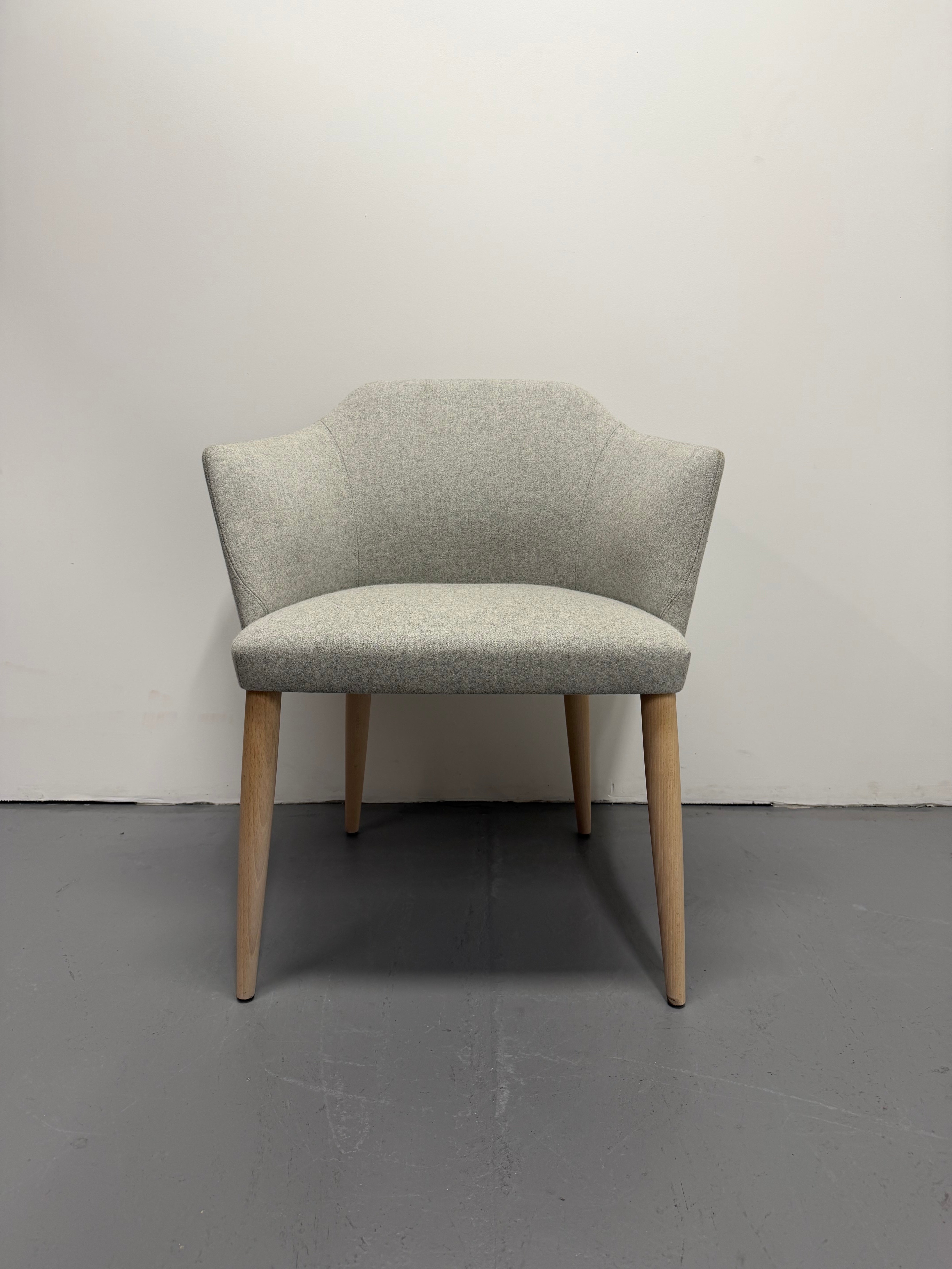 Crassevig Upholstered Armchair – Light Grey Fabric & Timber Legs - Made in Italy