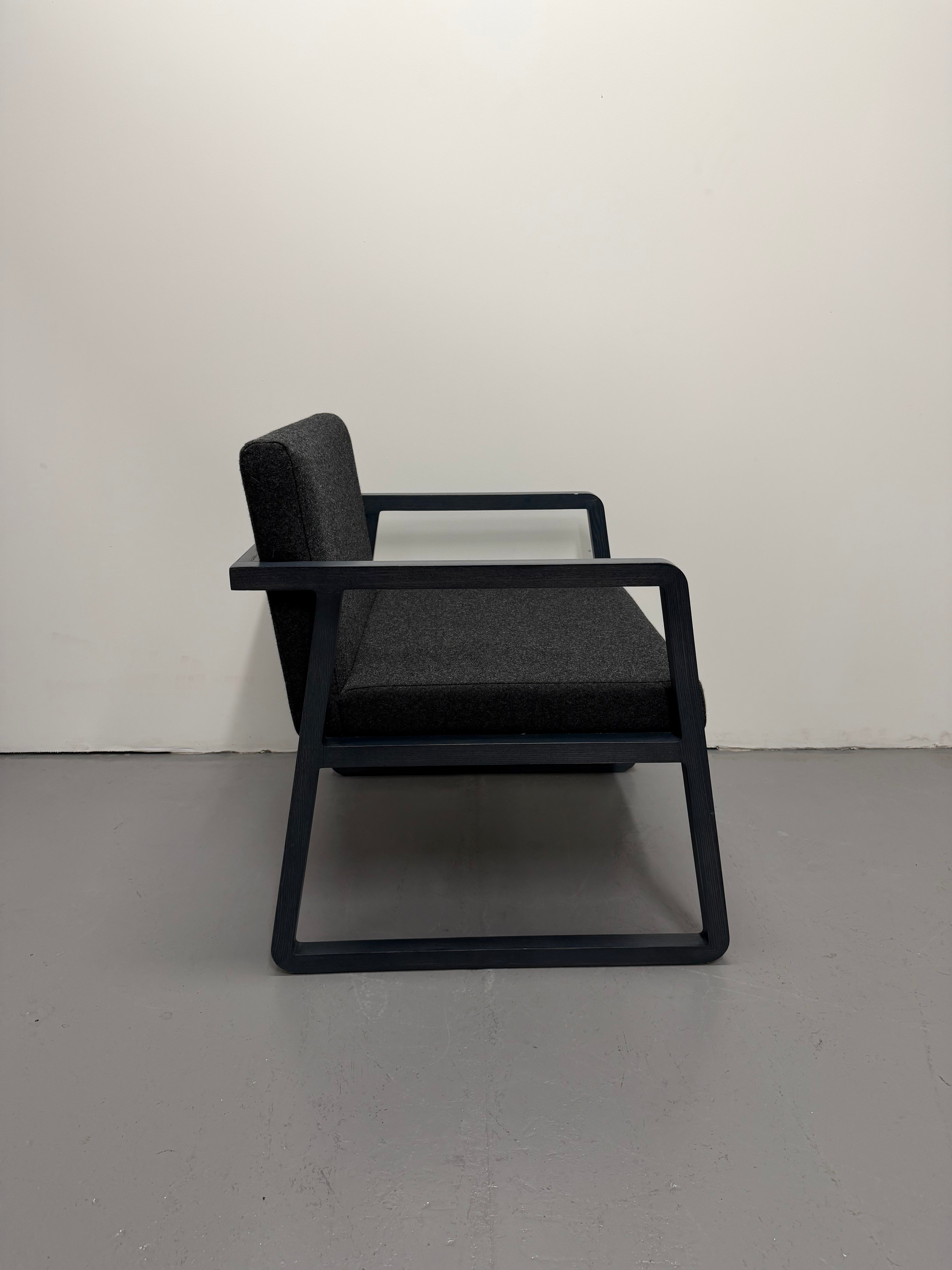 Woodmark Armchair – Dark Blue Frame, Dark Grey Upholstery
