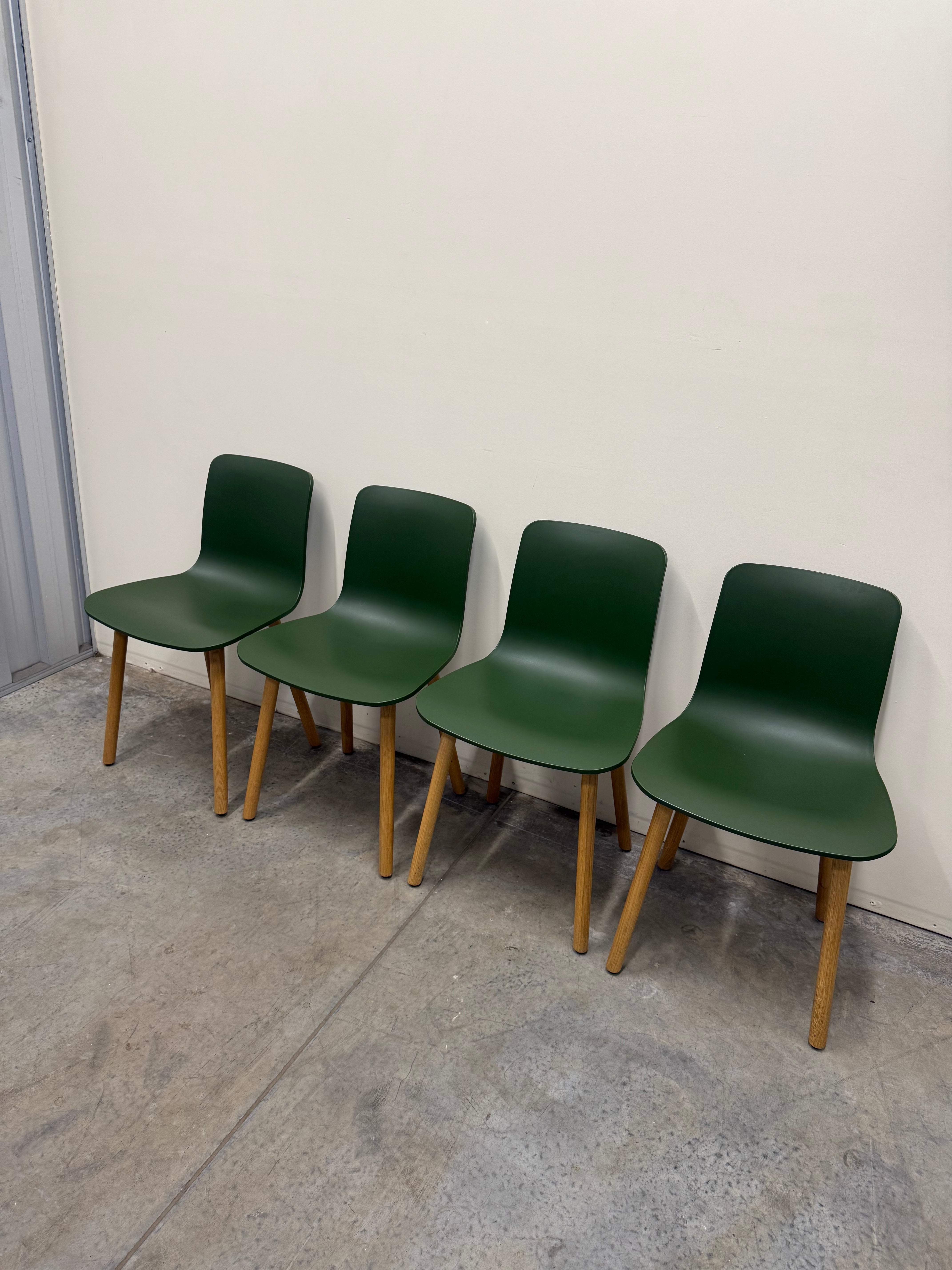 Vitra HAL Wood Chair – Forest Green Seat with Oak Legs by Jasper Morrison