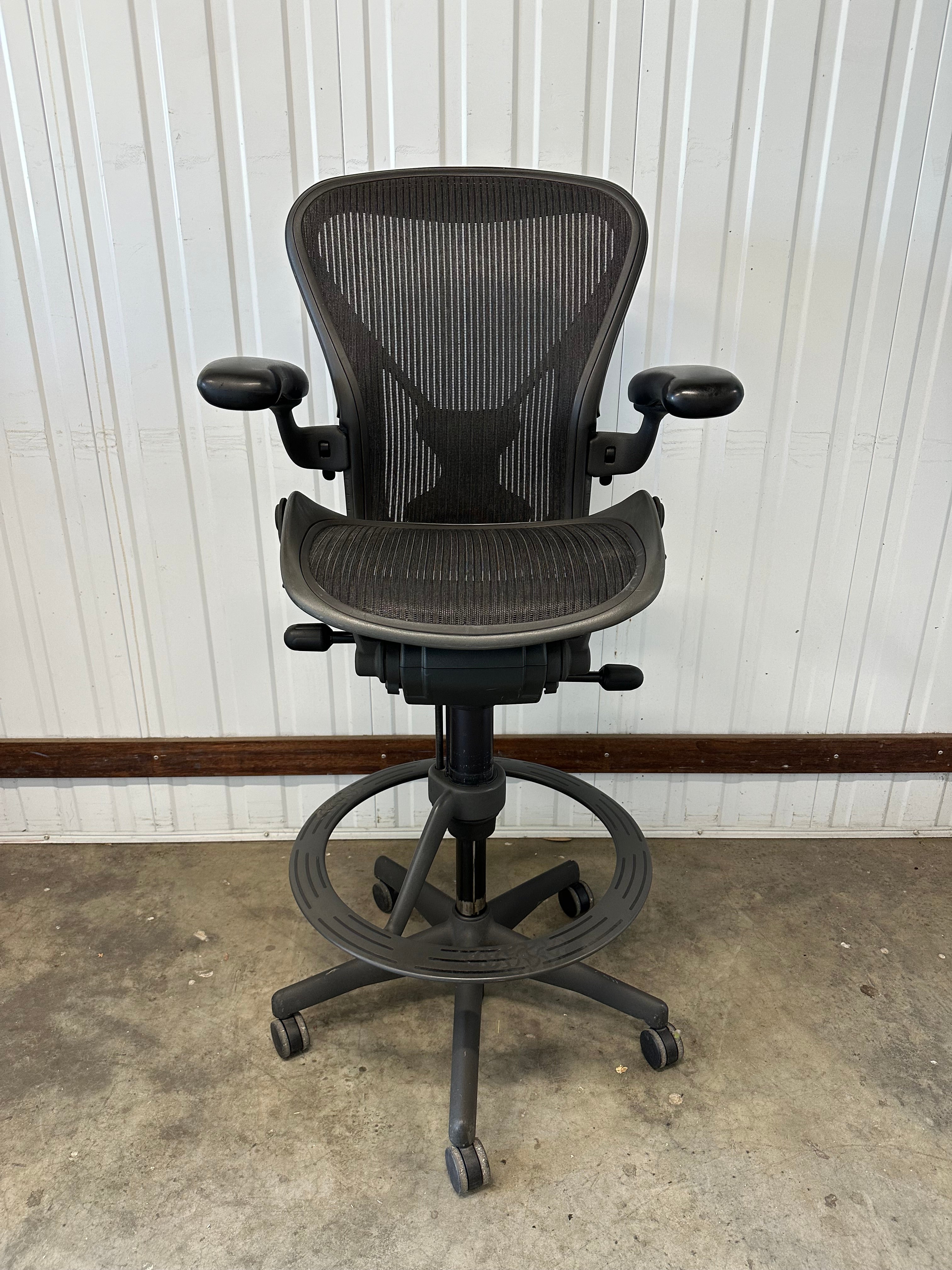 Herman Miller Aeron High drafting stool chair with Posture Fit - Size B