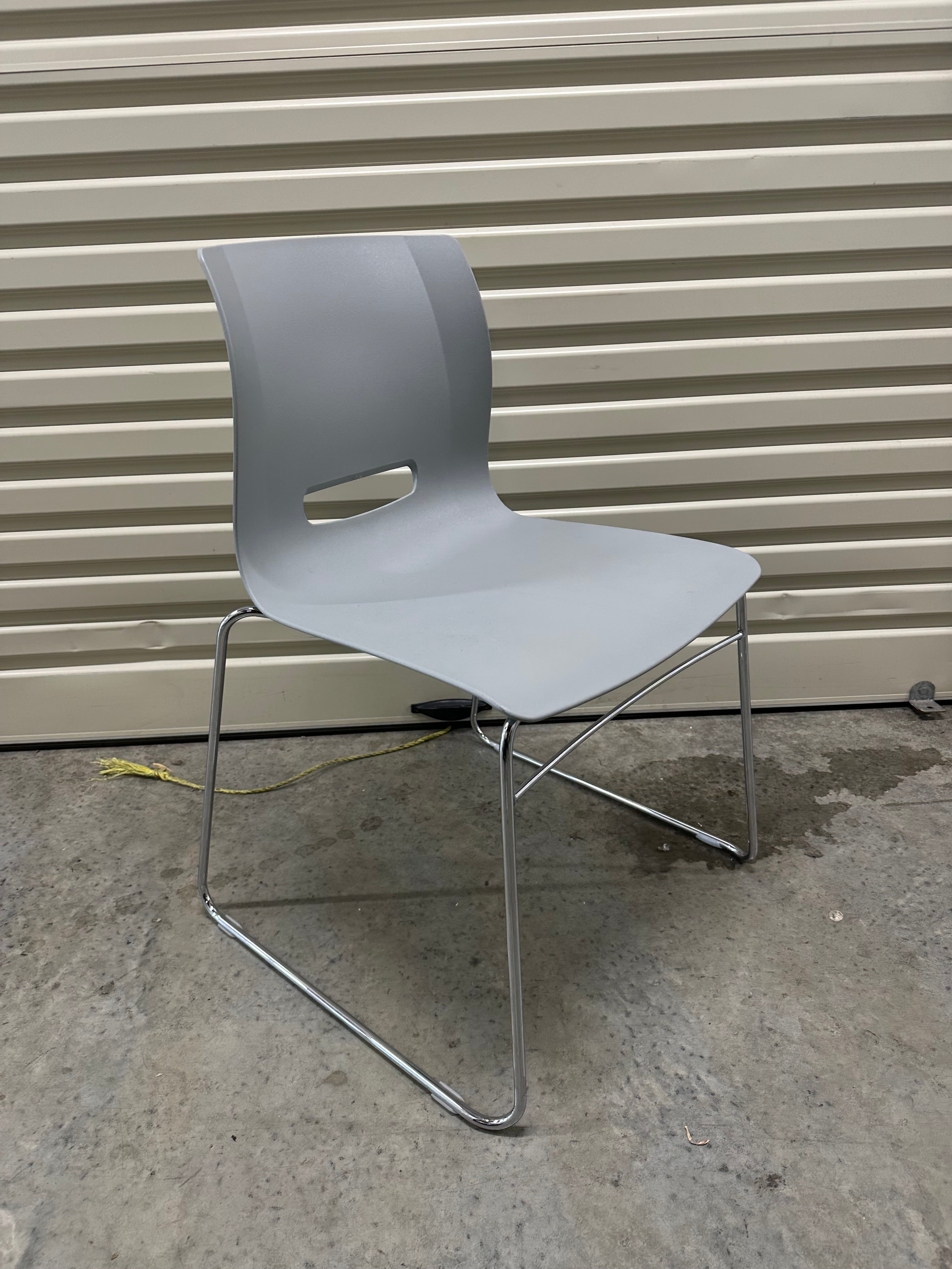 Casper Chair by Allermuir – Grey Plastic with Chrome Sled Base