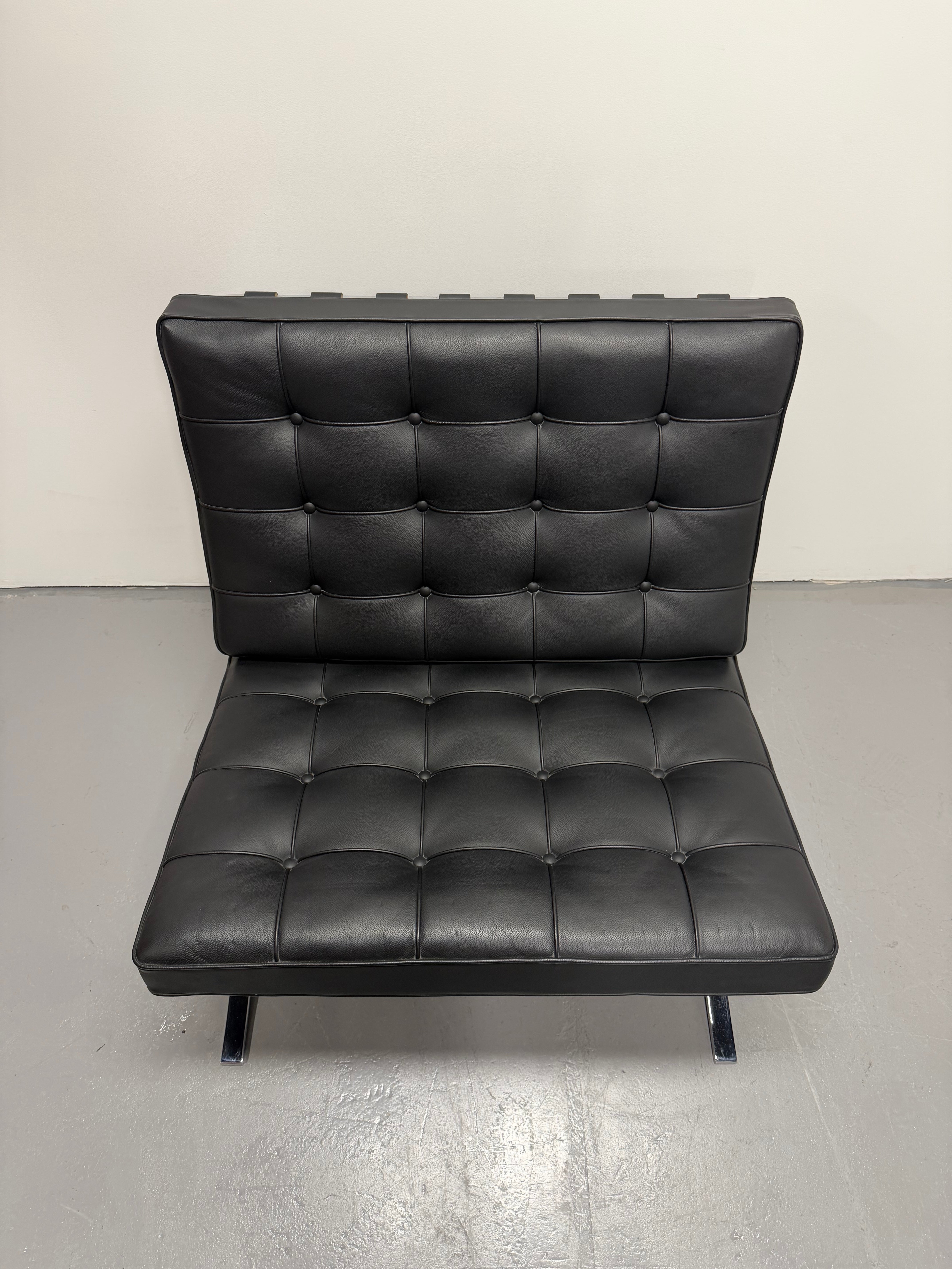 Original Knoll Barcelona Lounge Chair – Chrome Frame, Black Leather