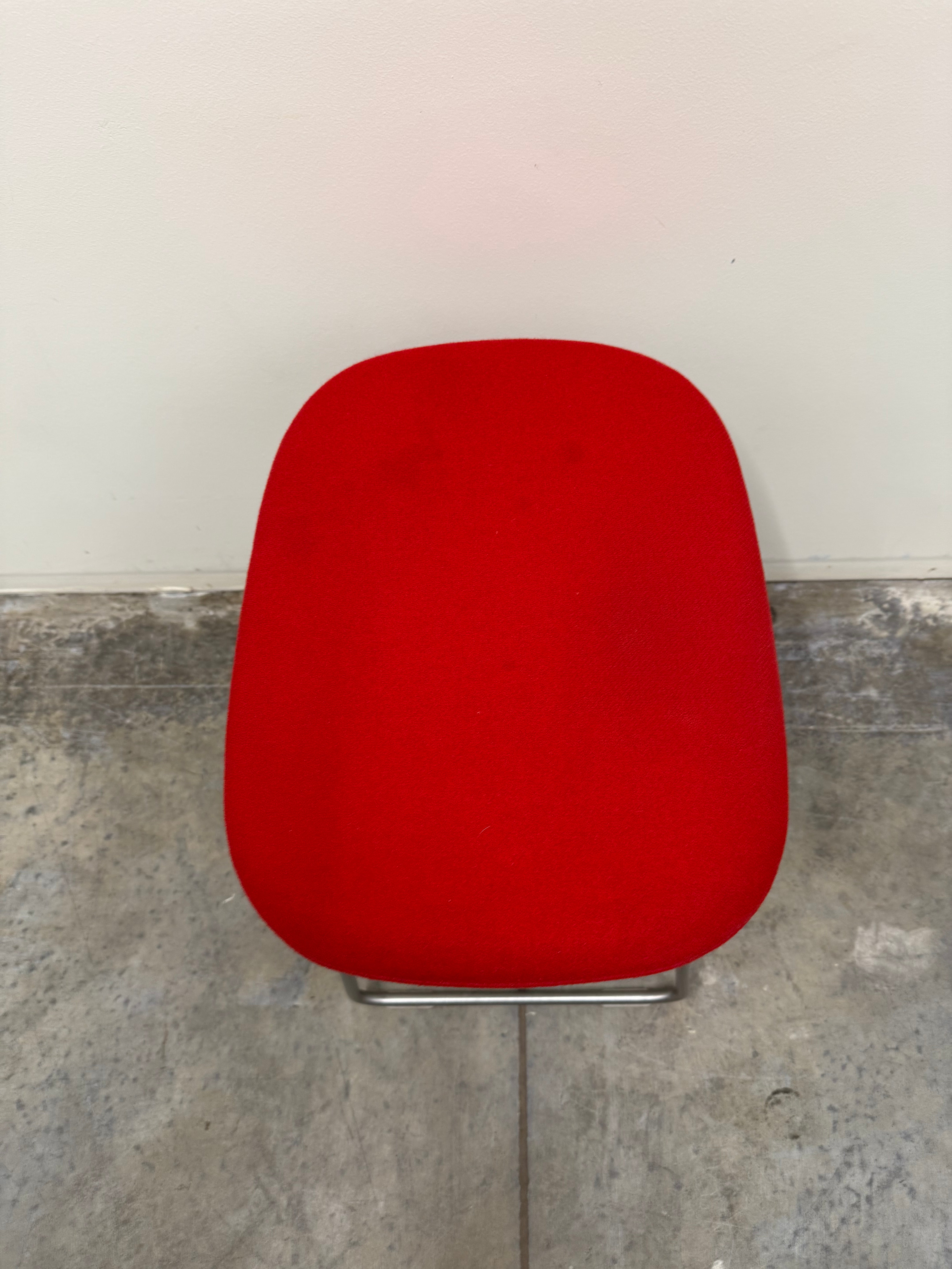 Cappellini Low Stool – Red Upholstery with Sled Base | Italian Design