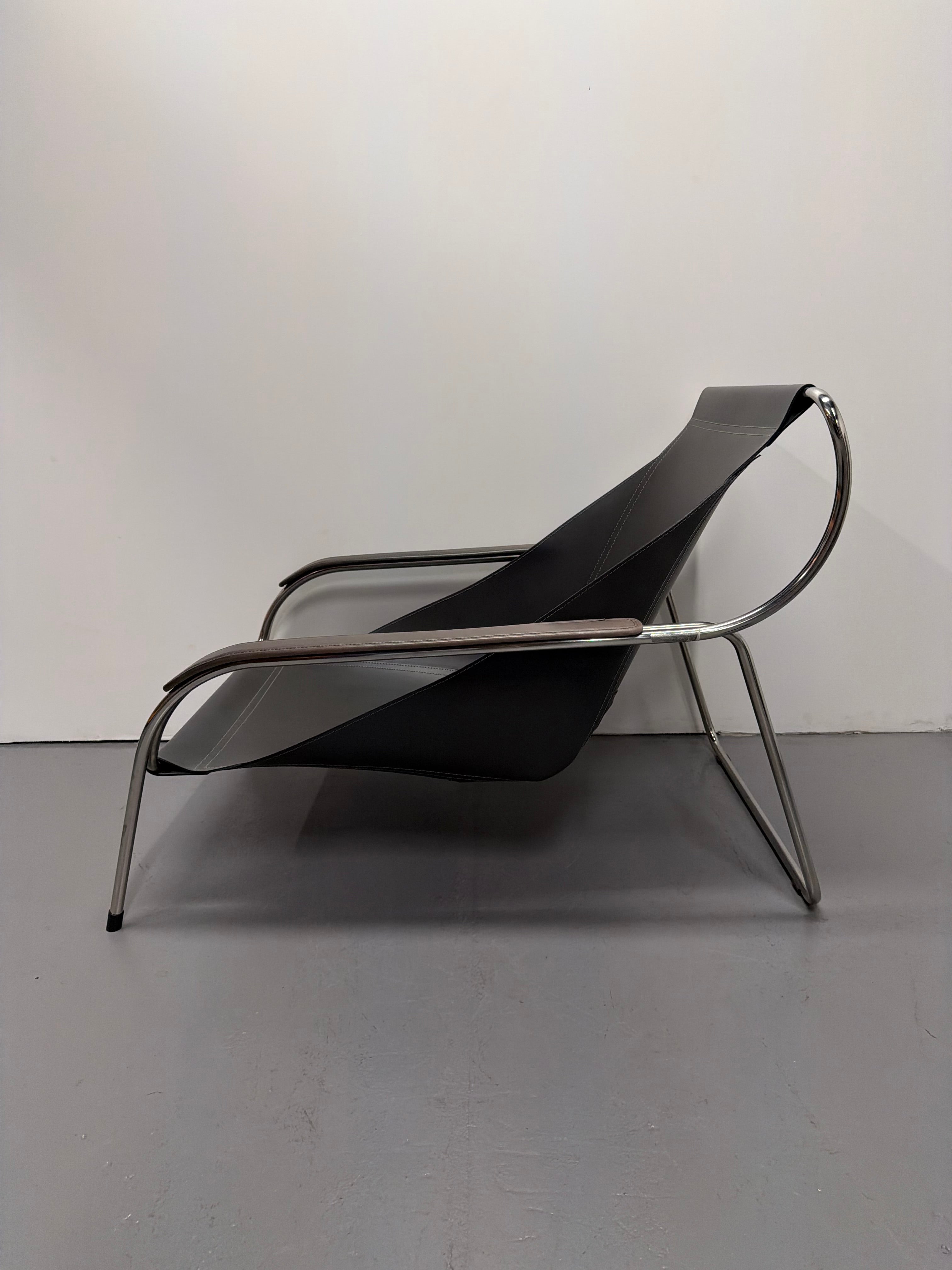 Marco Zanuso for Zanotta Brown Leather Maggiolina Lounge Chair & Footstool