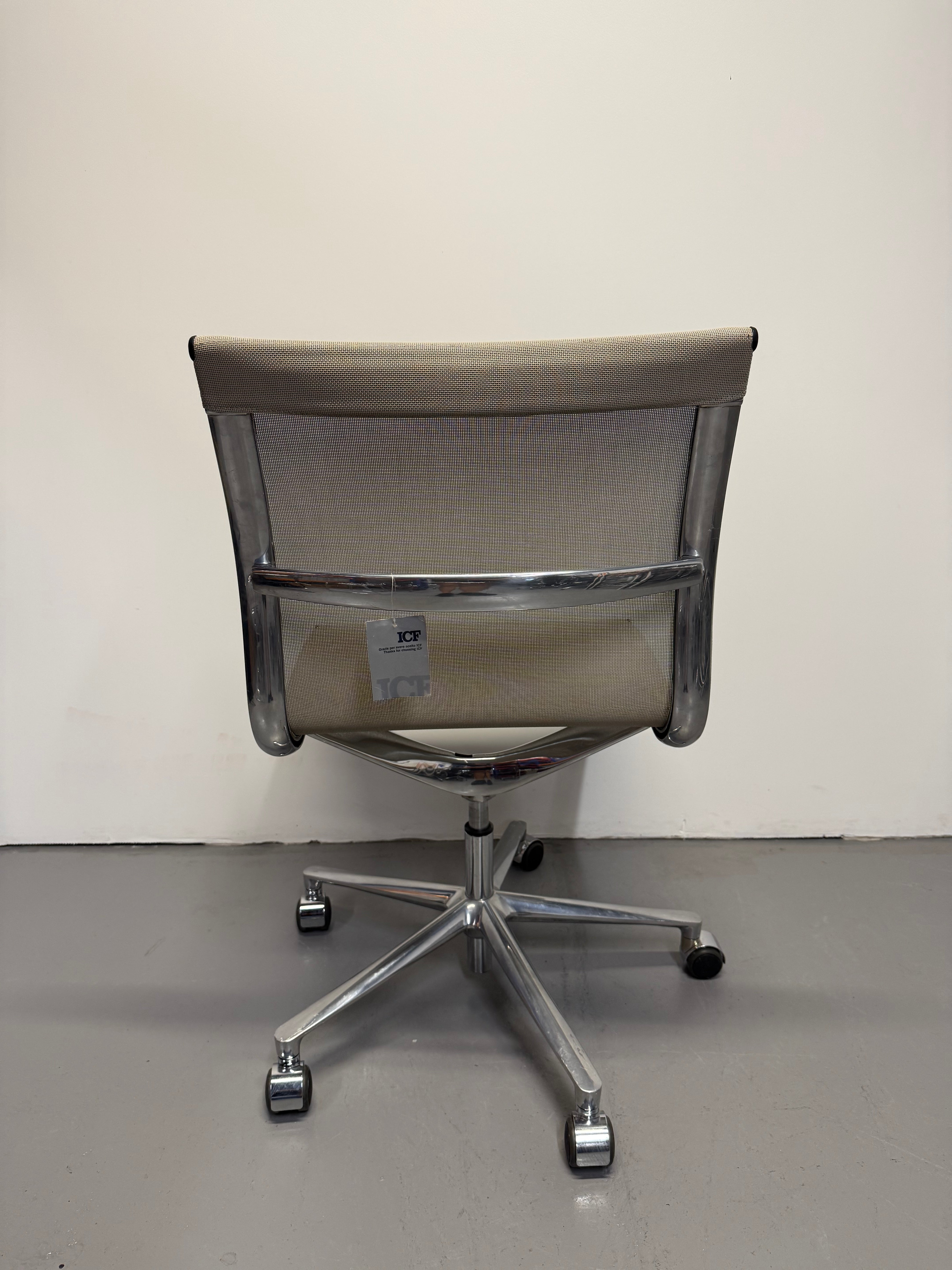 ICF Una Chair – Mesh Office Chair – Armless – Polished Aluminium - Made in Italy