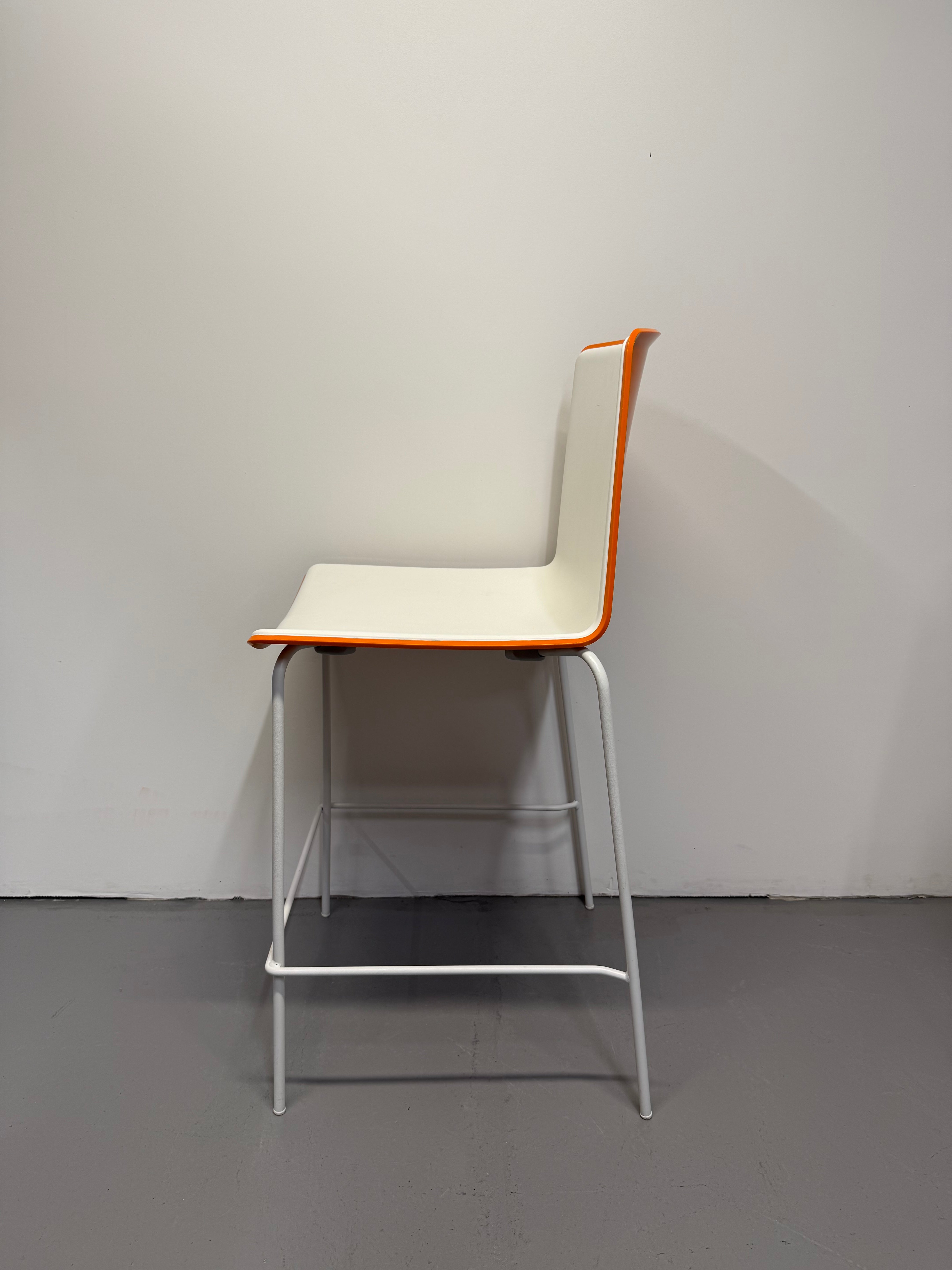 Pedrali Tweet Barstool - Orange & White with White Frame