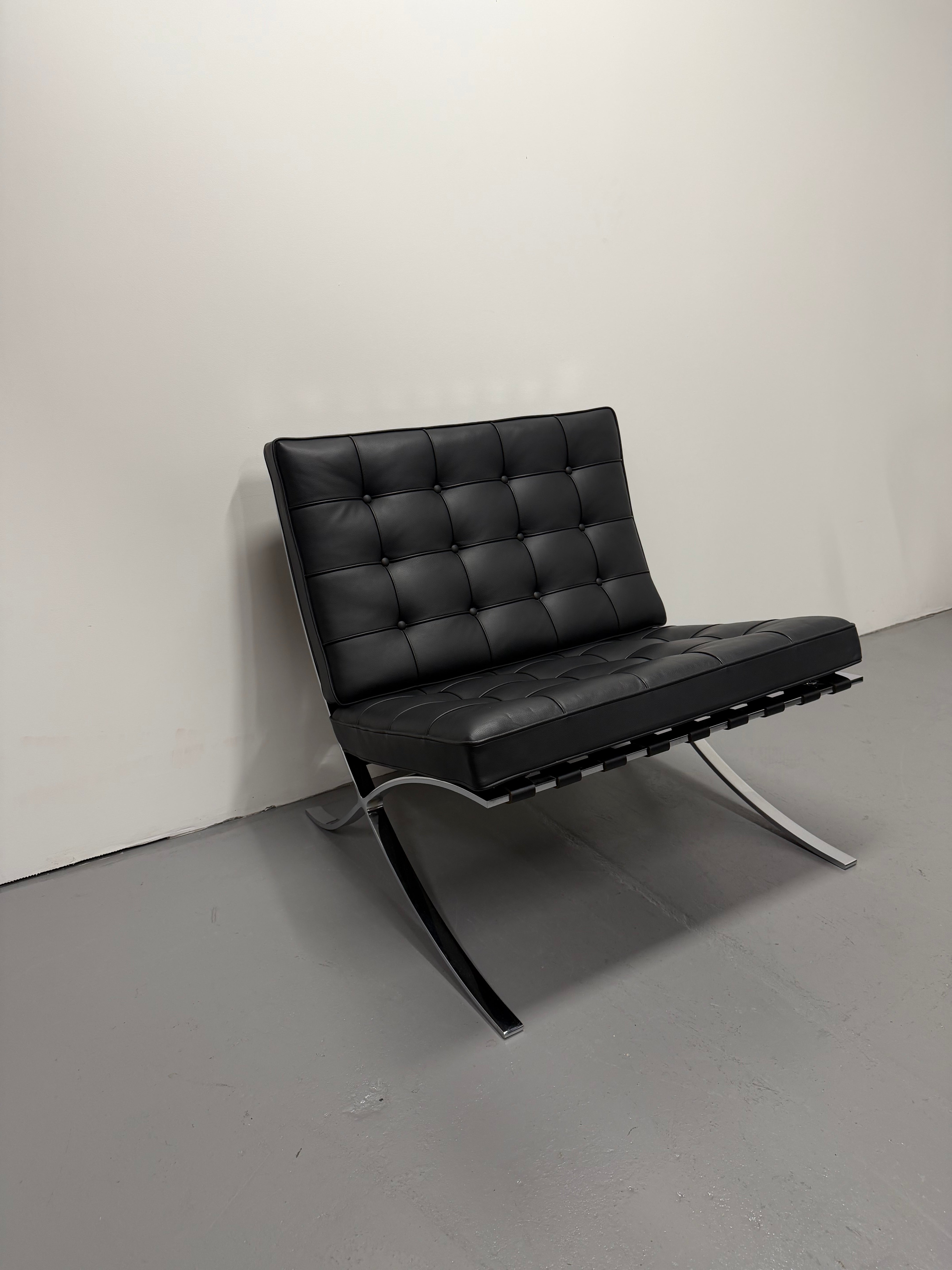 Original Knoll Barcelona Lounge Chair – Chrome Frame, Black Leather