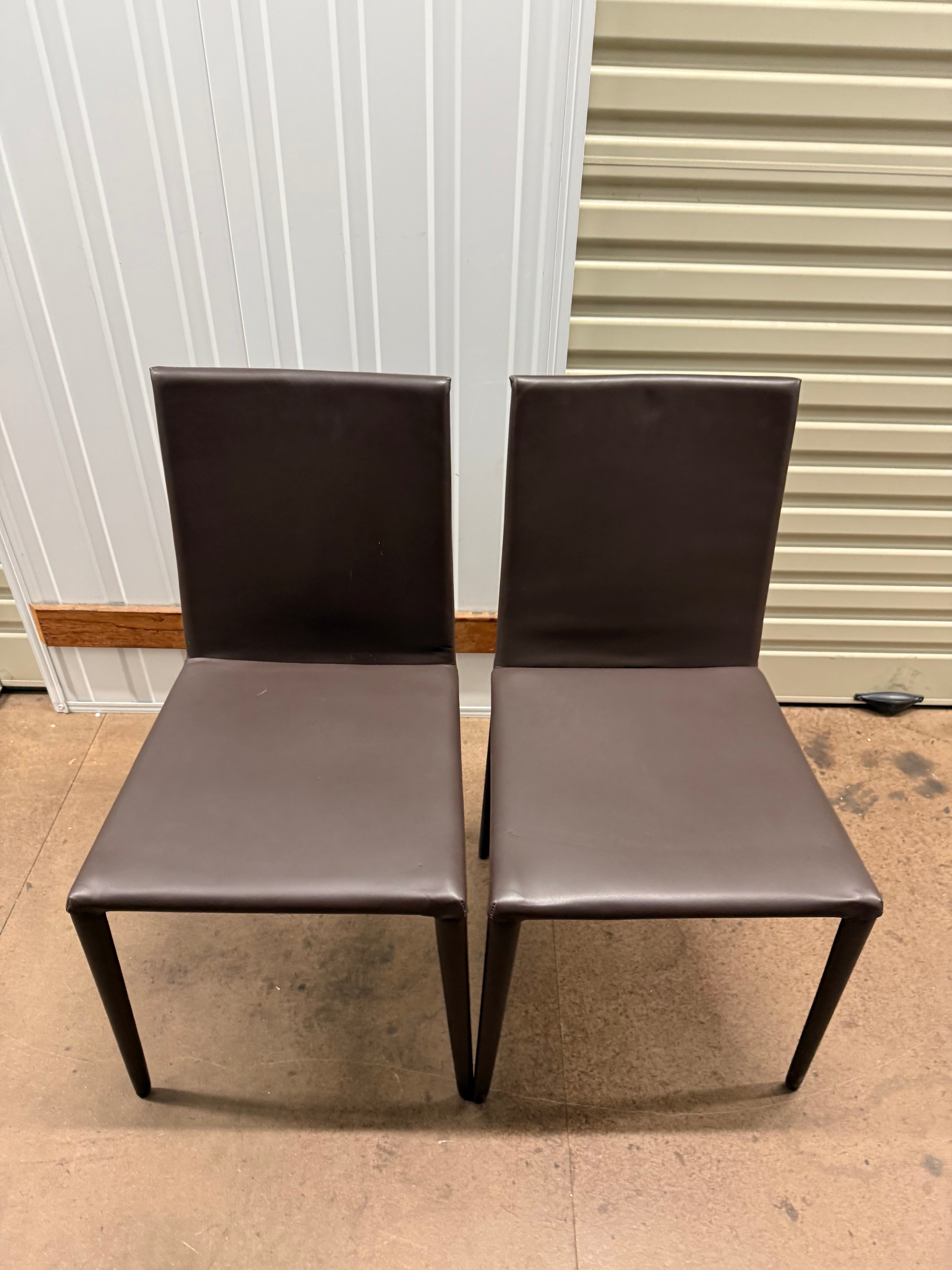 Arper Norma Dining Chair – Brown Leather Upholstered