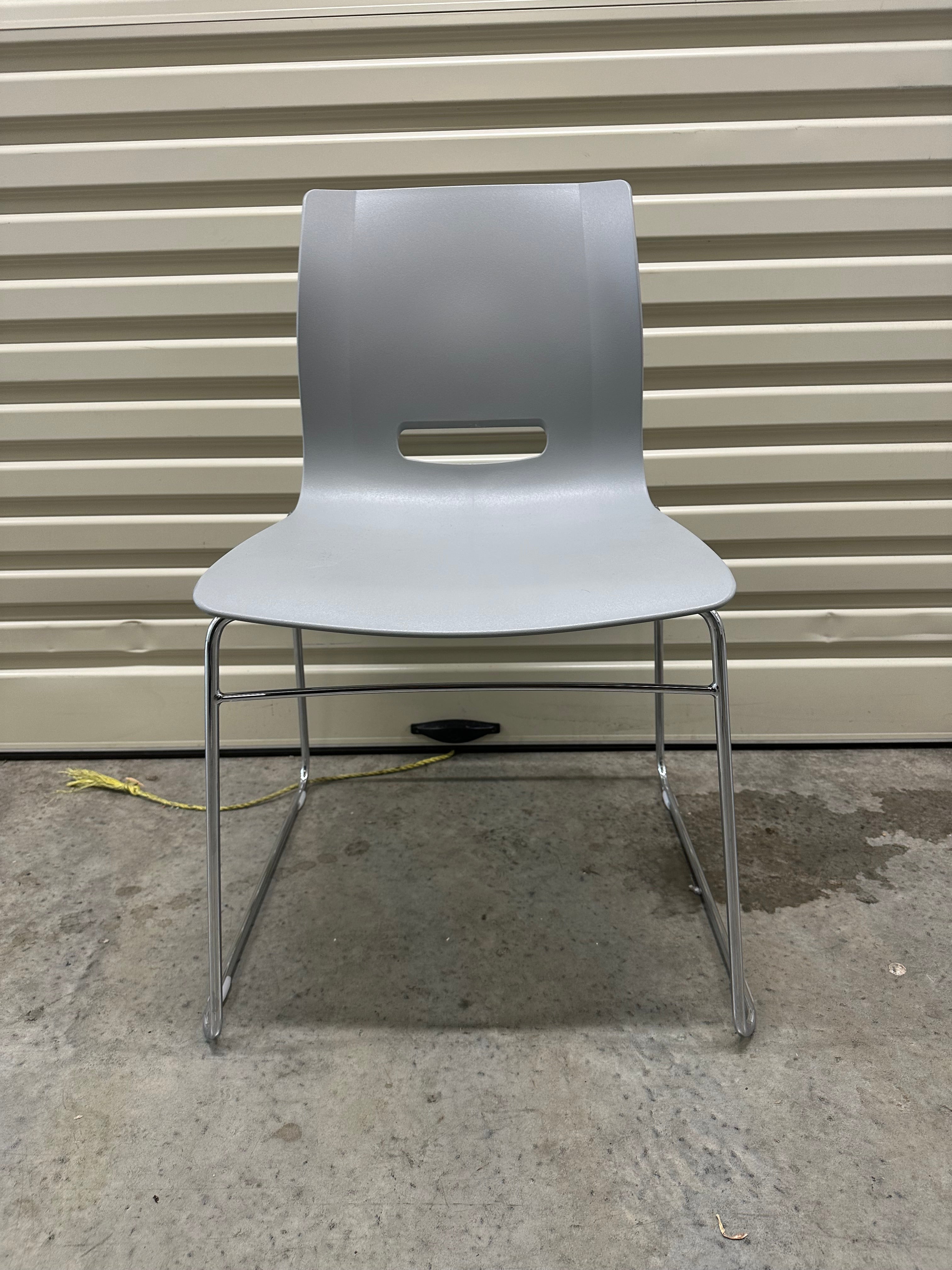 Casper Chair by Allermuir – Grey Plastic with Chrome Sled Base