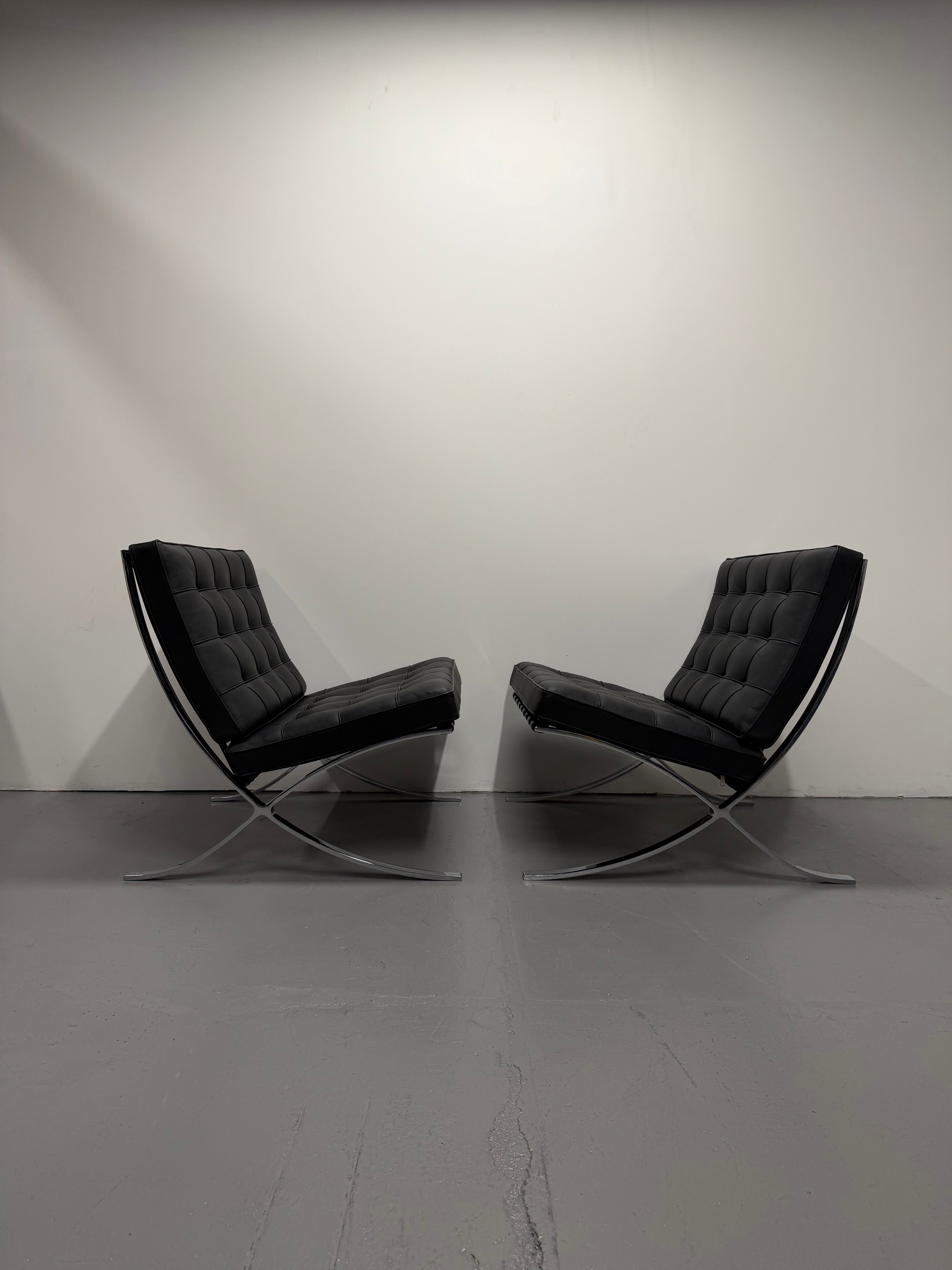 Original Knoll Barcelona Lounge Chair – Chrome Frame, Black Leather
