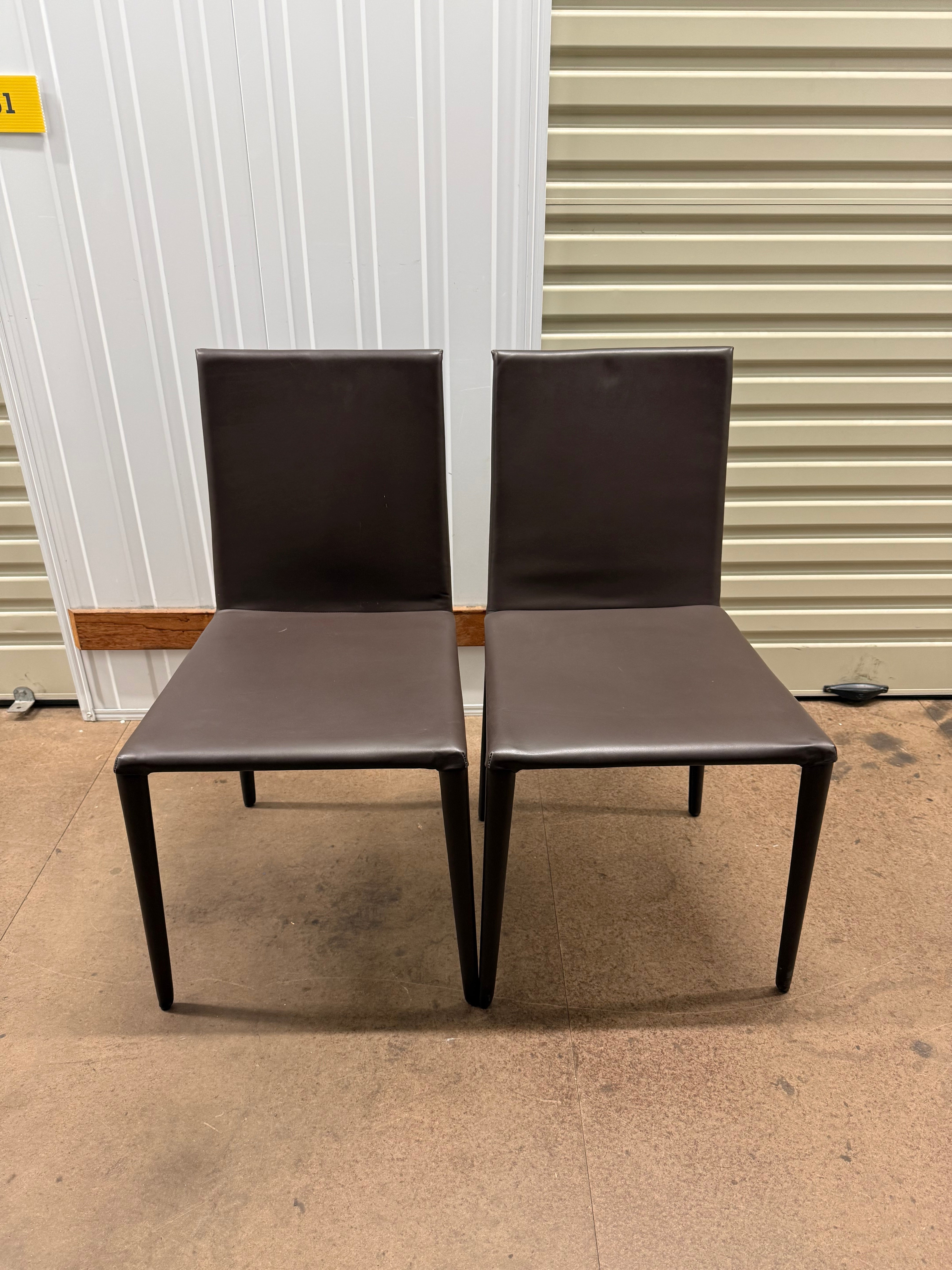 Arper Norma Dining Chair – Brown Leather Upholstered