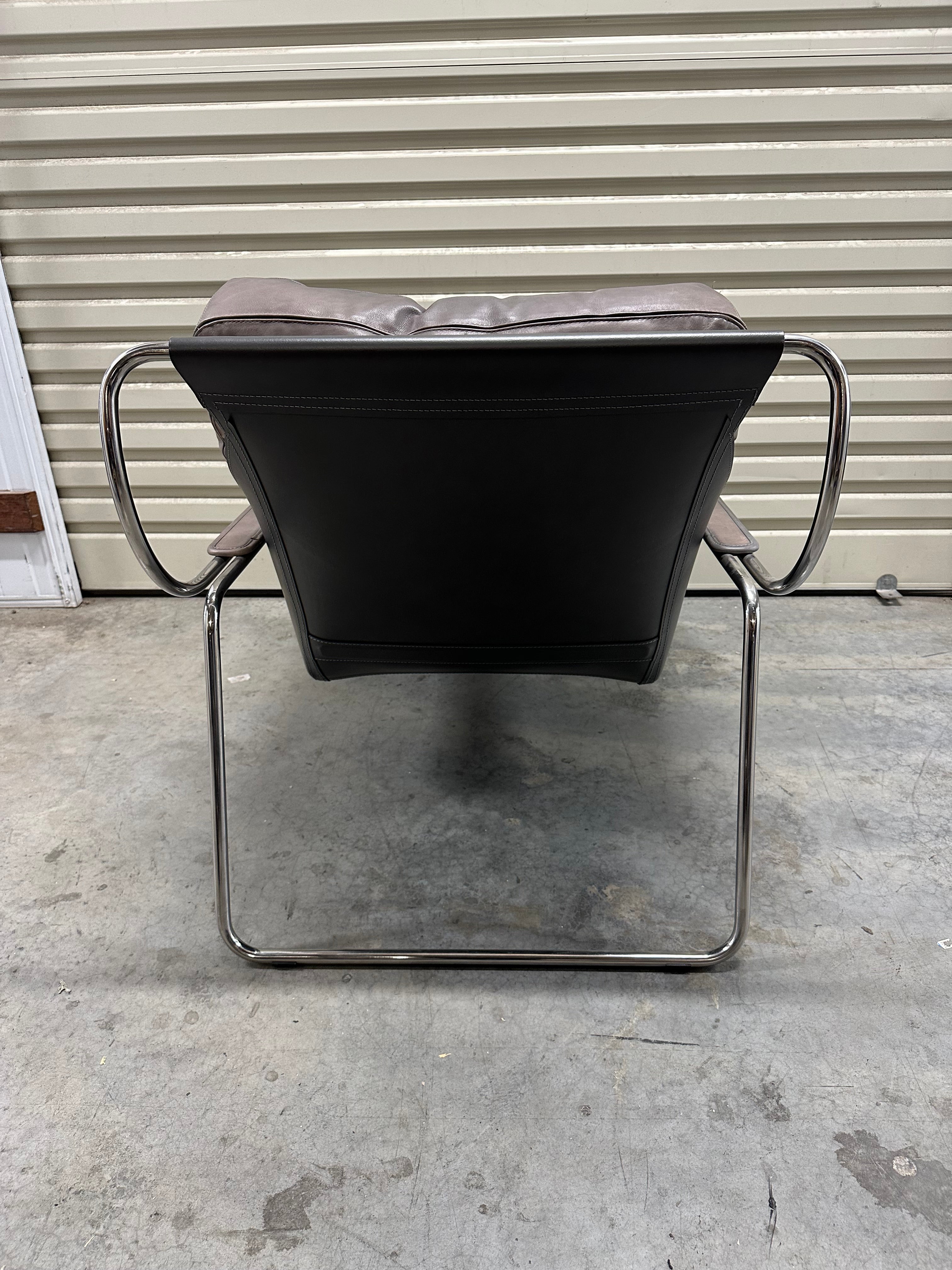 Marco Zanuso for Zanotta Brown Leather Maggiolina Lounge Chair & Footstool