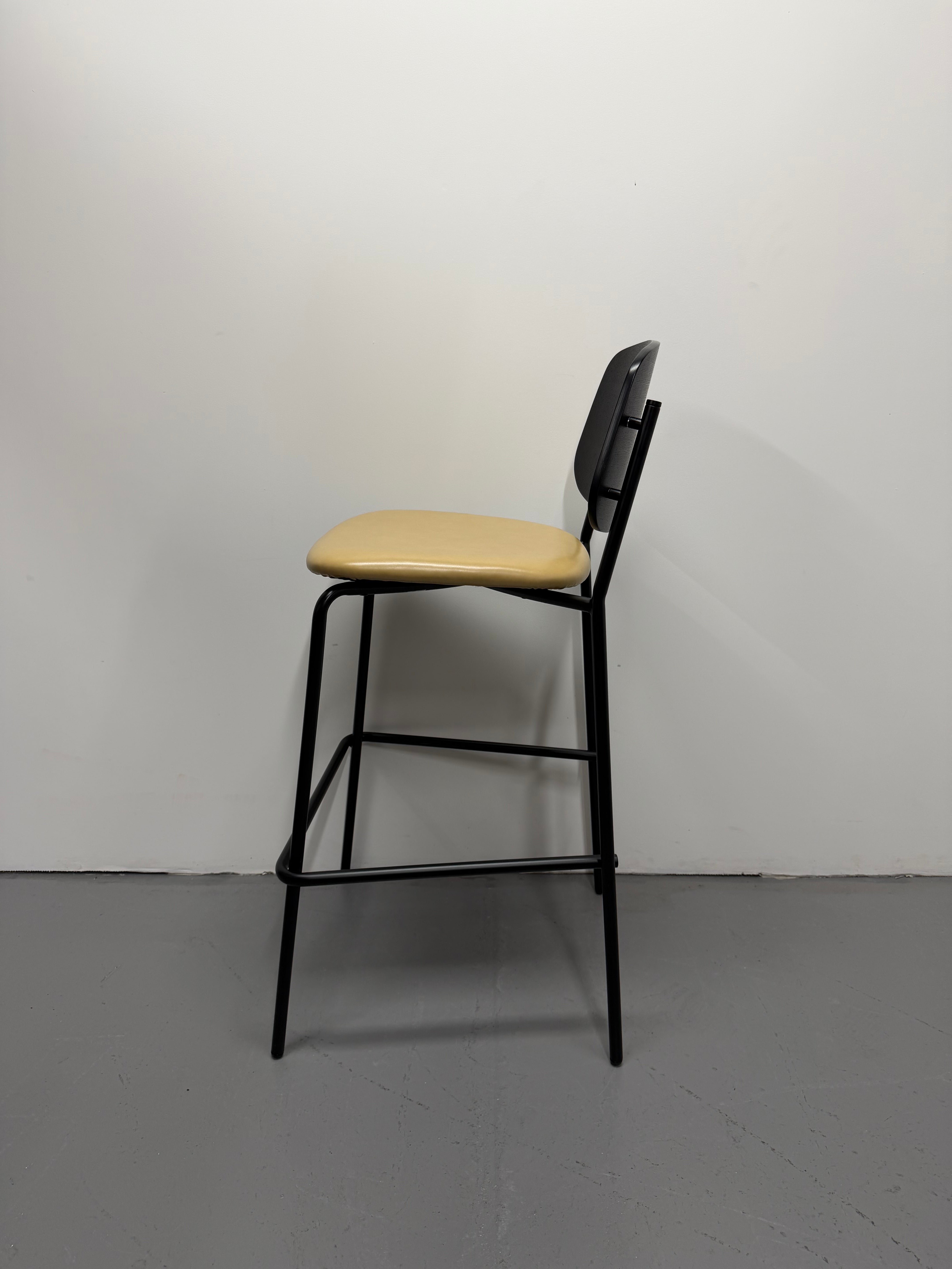 Platform Barstool by m.a.d – Tan Upholstered Seat