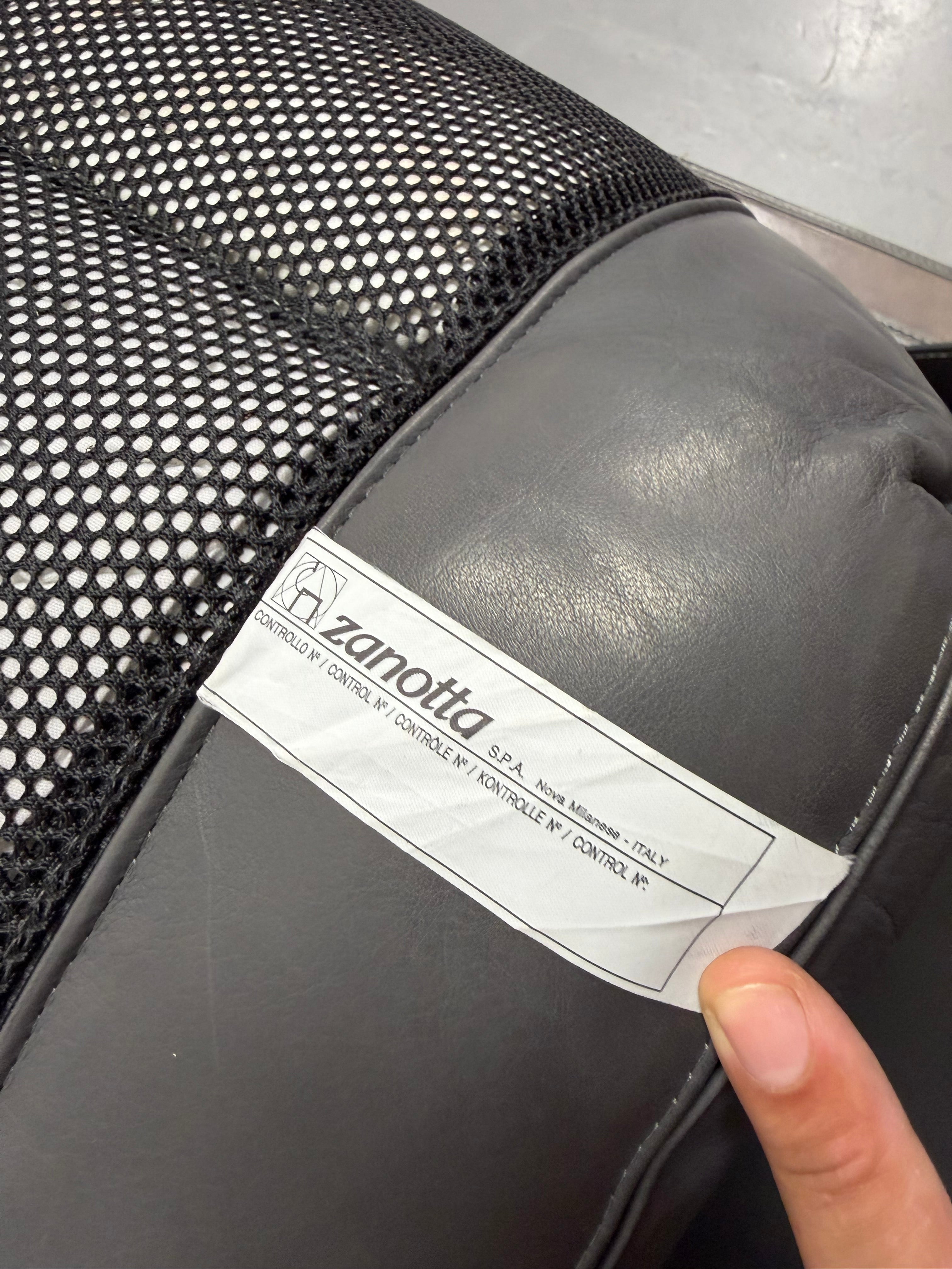 Marco Zanuso for Zanotta Brown Leather Maggiolina Lounge Chair & Footstool