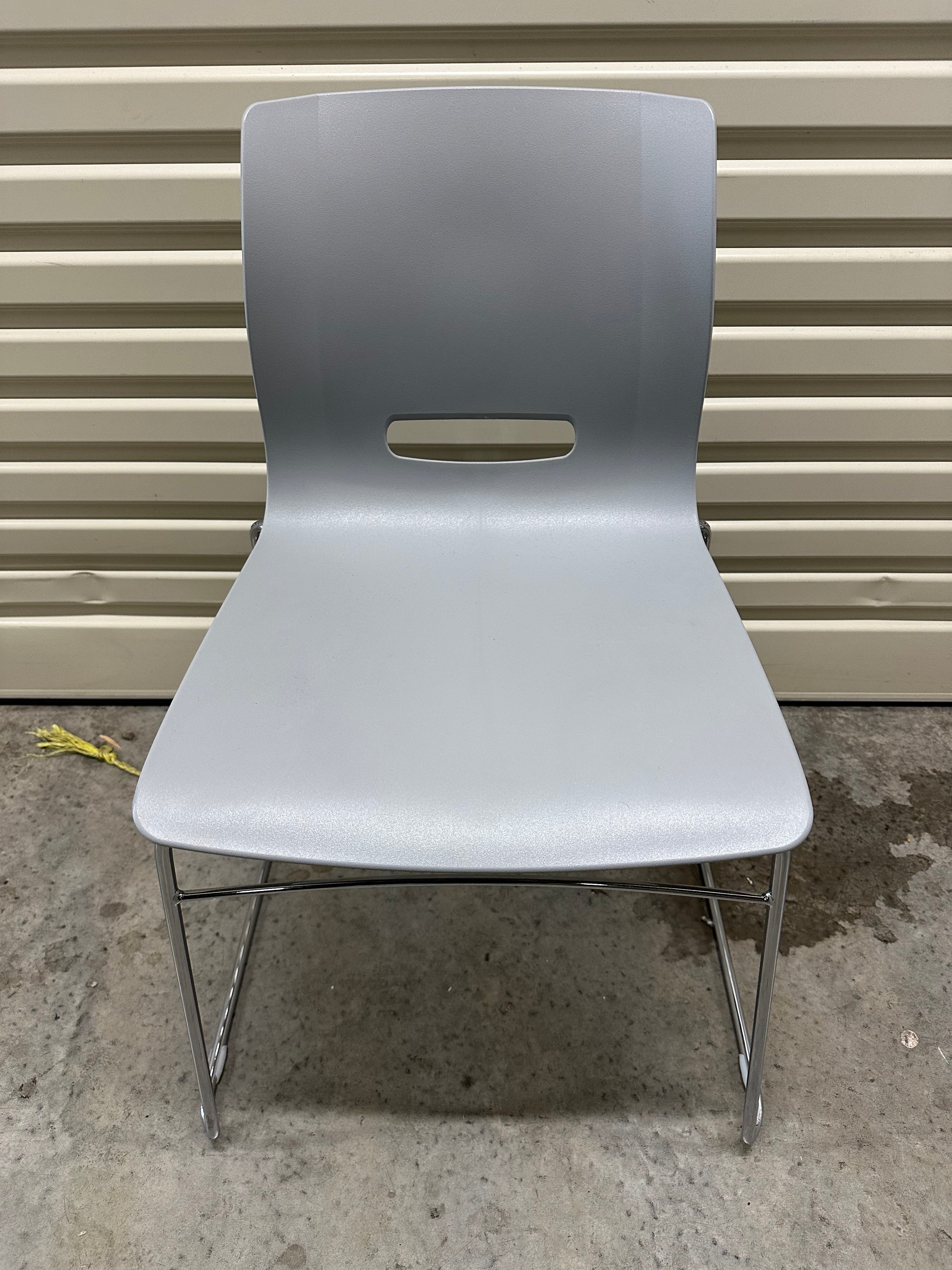 Casper Chair by Allermuir – Grey Plastic with Chrome Sled Base