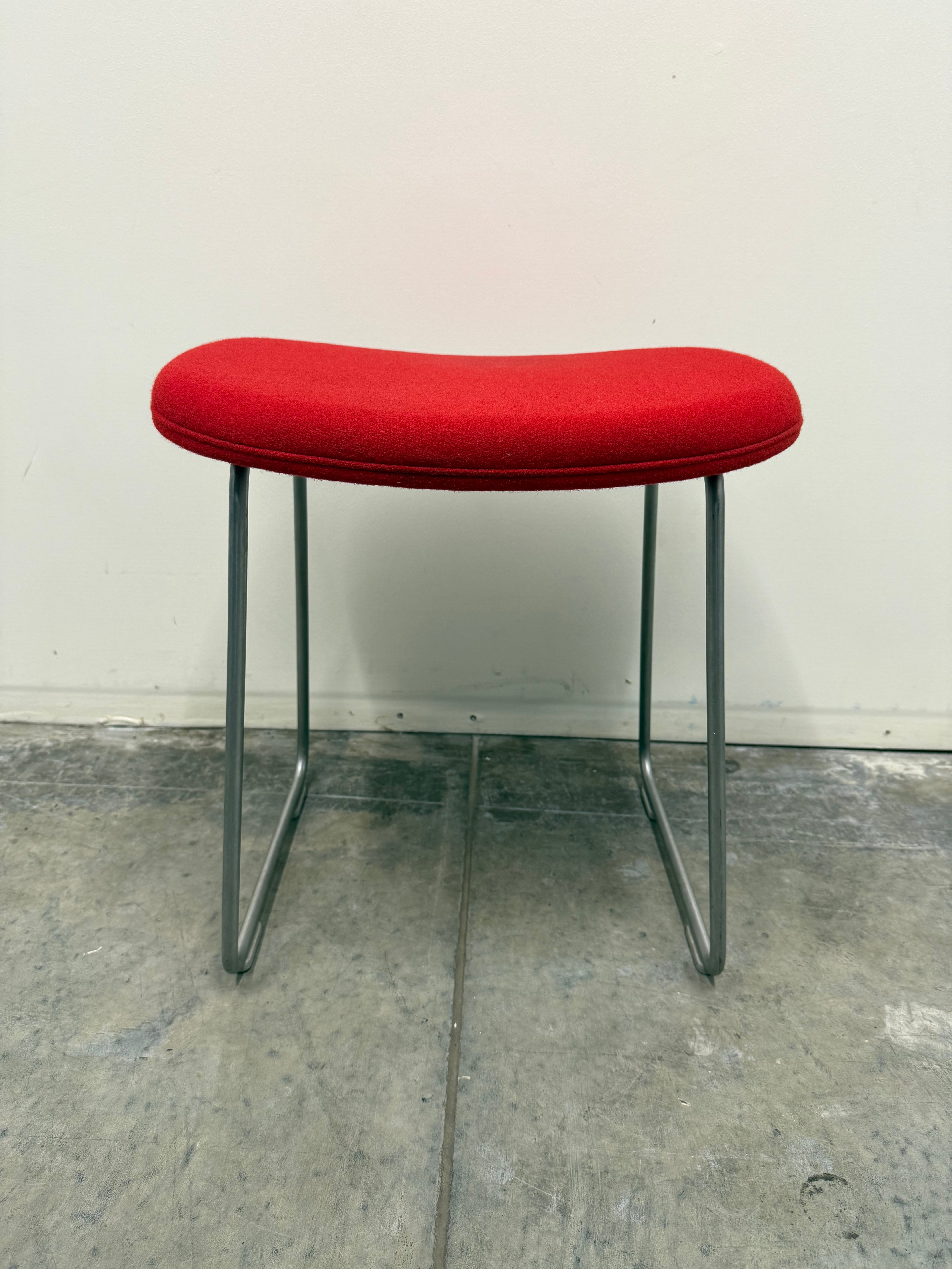 Cappellini Low Stool – Red Upholstery with Sled Base | Italian Design