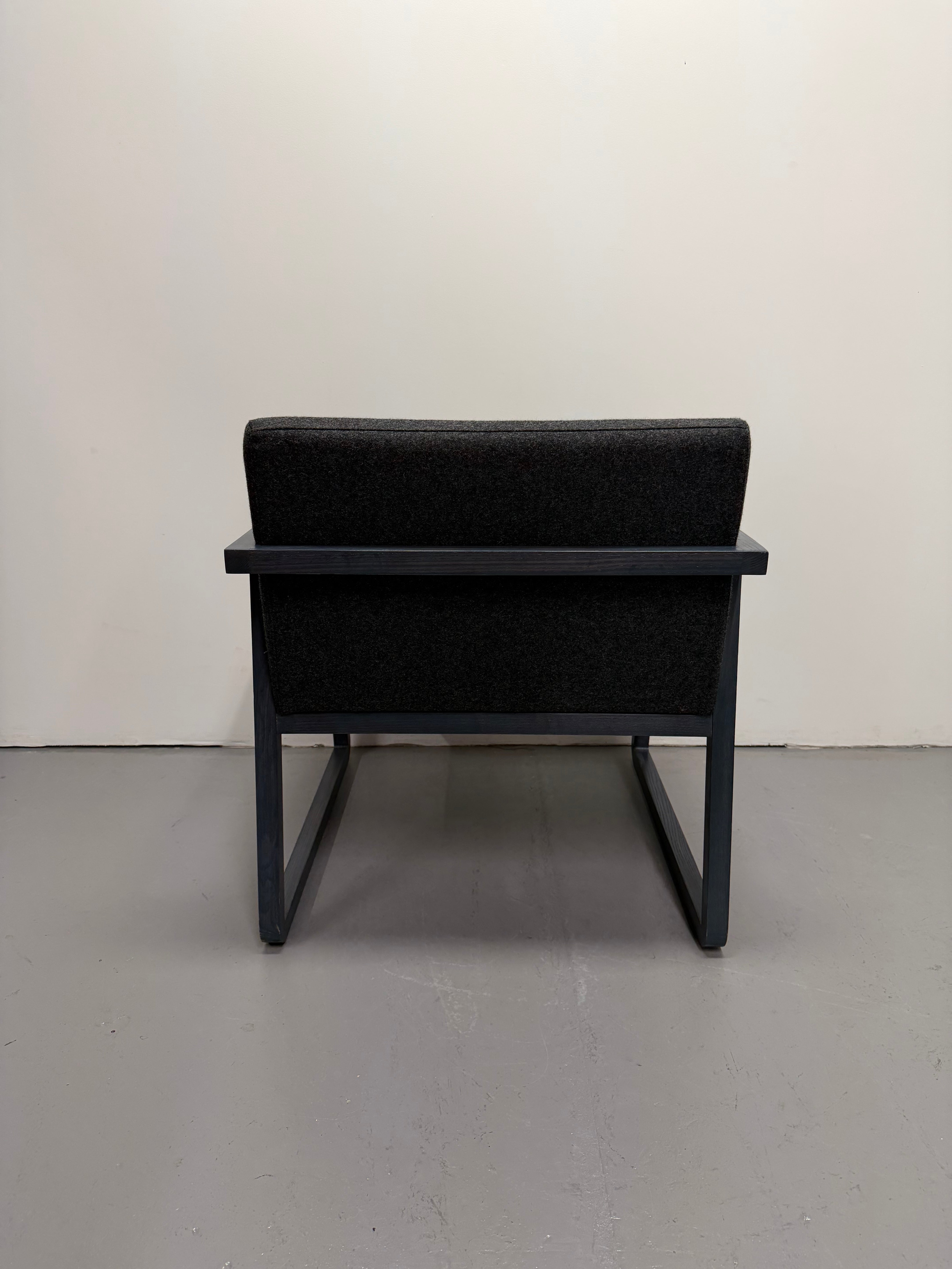 Woodmark Armchair – Dark Blue Frame, Dark Grey Upholstery