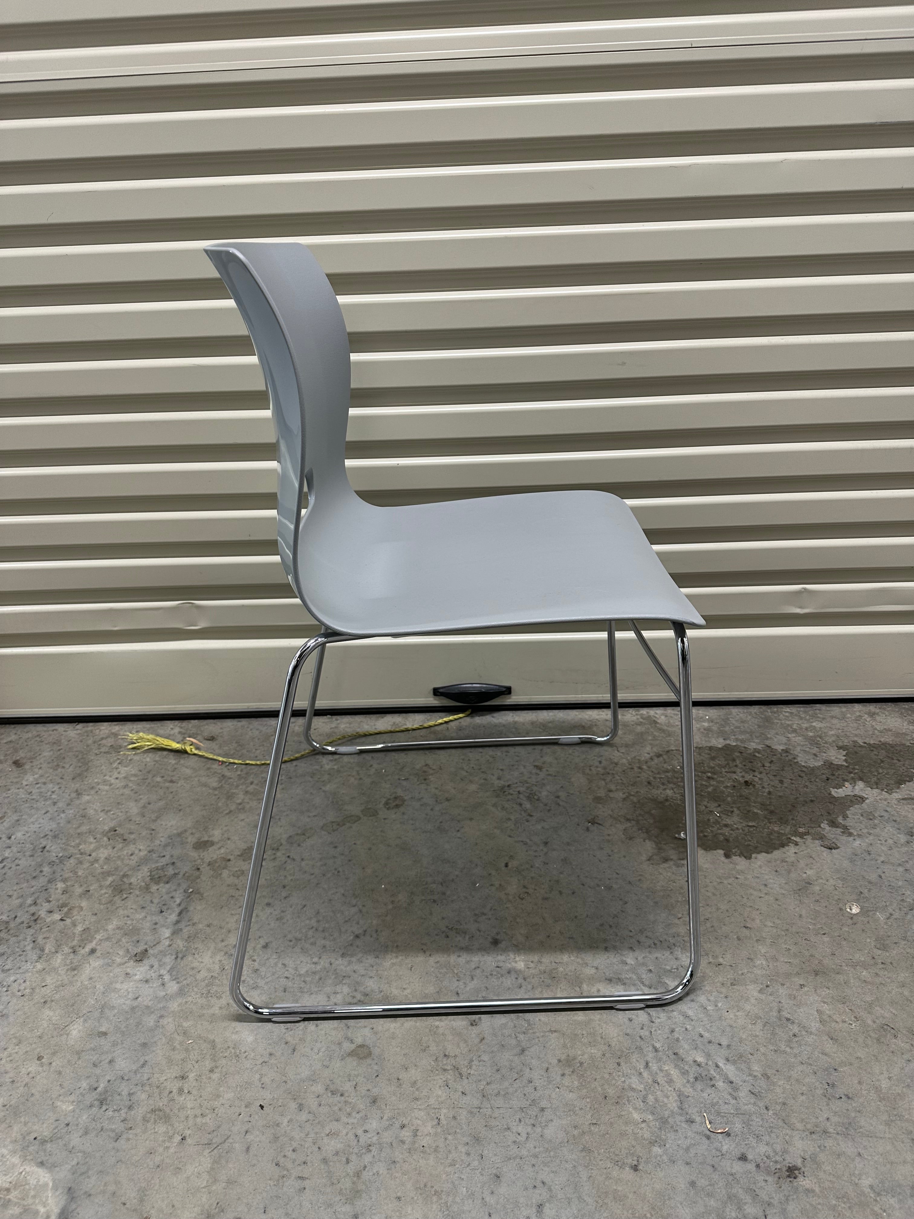 Casper Chair by Allermuir – Grey Plastic with Chrome Sled Base