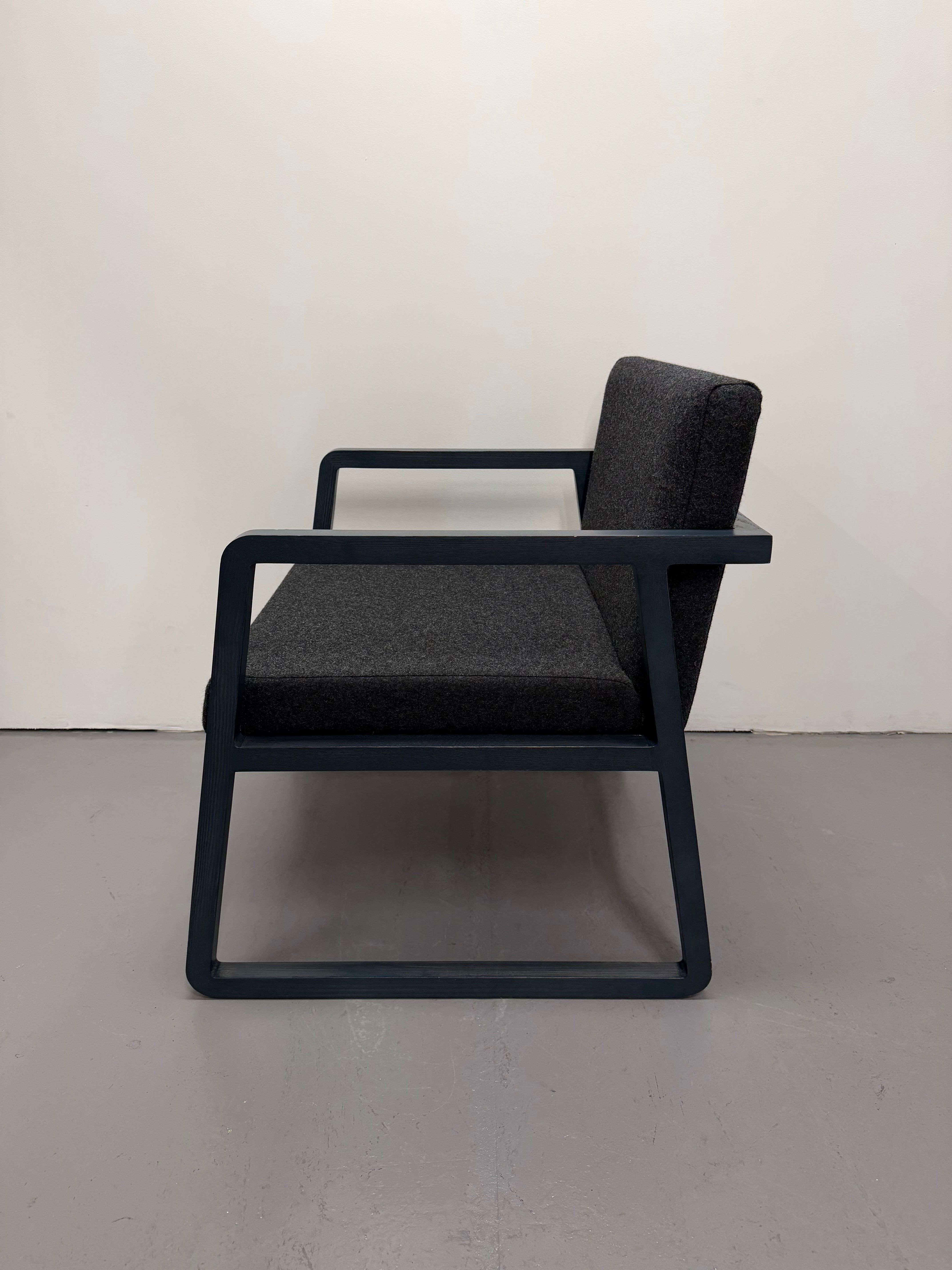 Woodmark Armchair – Dark Blue Frame, Dark Grey Upholstery